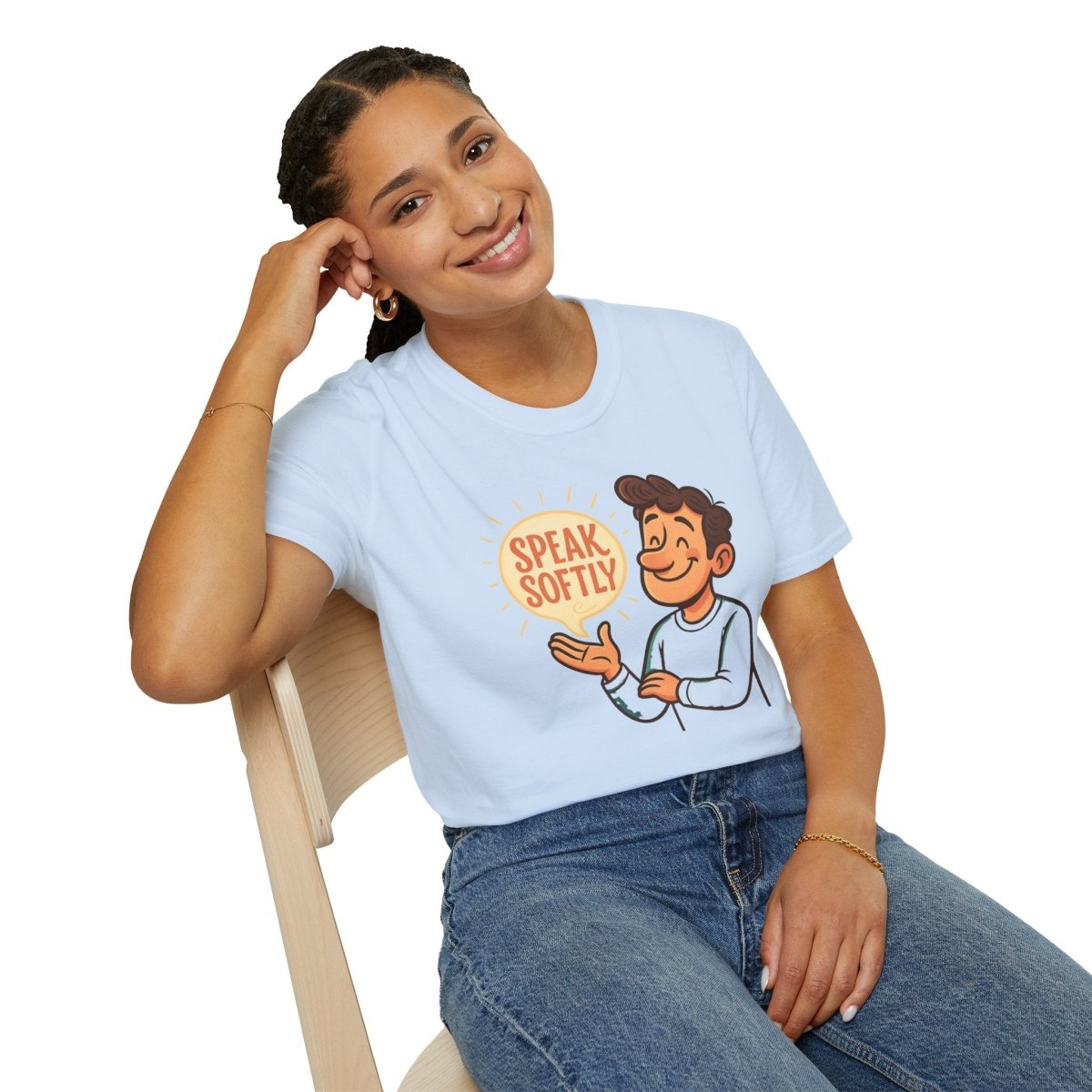 "Speak Softly" Unisex T-Shirt Softstyle Graphic Tee, Mindfulness and Relax Vibe, Inner Peace - MINDSet Collection - AI Tee Hero
