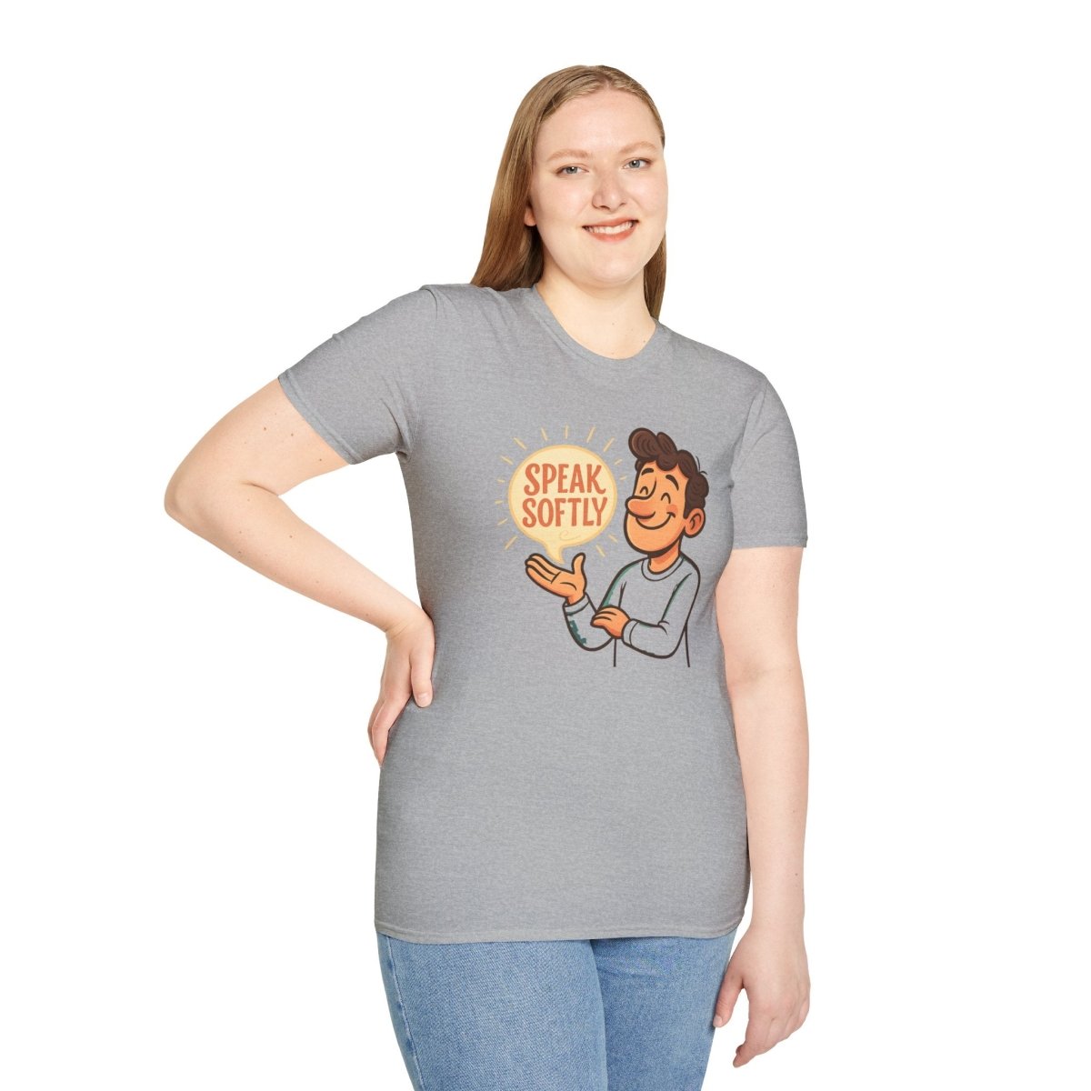 "Speak Softly" Unisex T-Shirt Softstyle Graphic Tee, Mindfulness and Relax Vibe, Inner Peace - MINDSet Collection - AI Tee Hero
