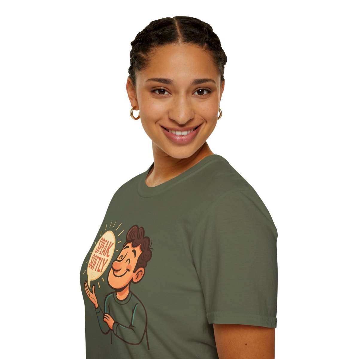 "Speak Softly" Unisex T-Shirt Softstyle Graphic Tee, Mindfulness and Relax Vibe, Inner Peace - MINDSet Collection - AI Tee Hero