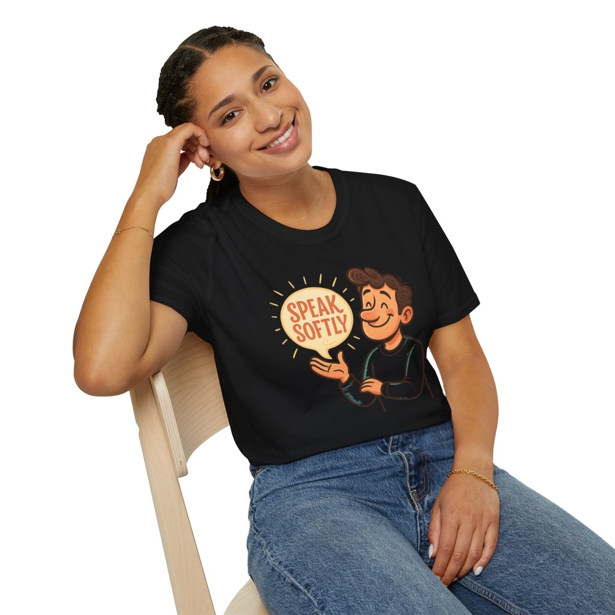 "Speak Softly" Unisex T-Shirt Softstyle Graphic Tee, Mindfulness and Relax Vibe, Inner Peace - MINDSet Collection - AI Tee Hero