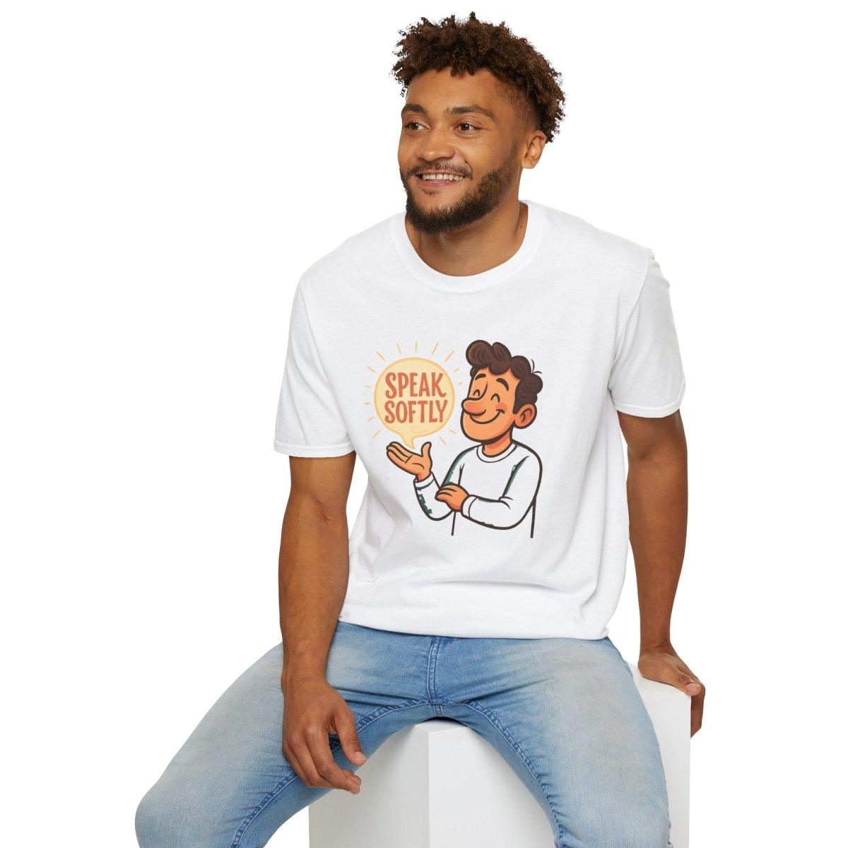 "Speak Softly" Unisex T-Shirt Softstyle Graphic Tee, Mindfulness and Relax Vibe, Inner Peace - MINDSet Collection - AI Tee Hero