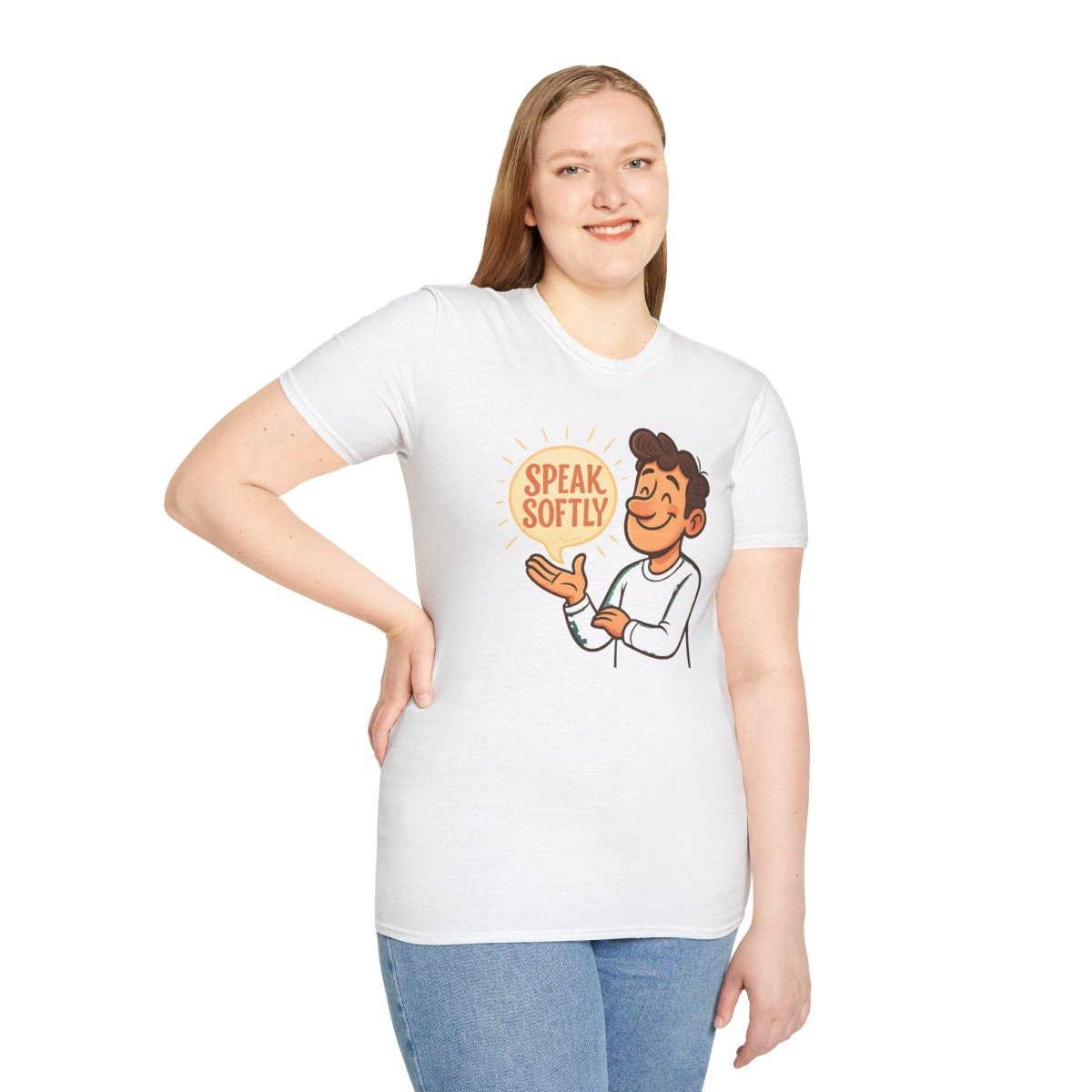 "Speak Softly" Unisex T-Shirt Softstyle Graphic Tee, Mindfulness and Relax Vibe, Inner Peace - MINDSet Collection - AI Tee Hero