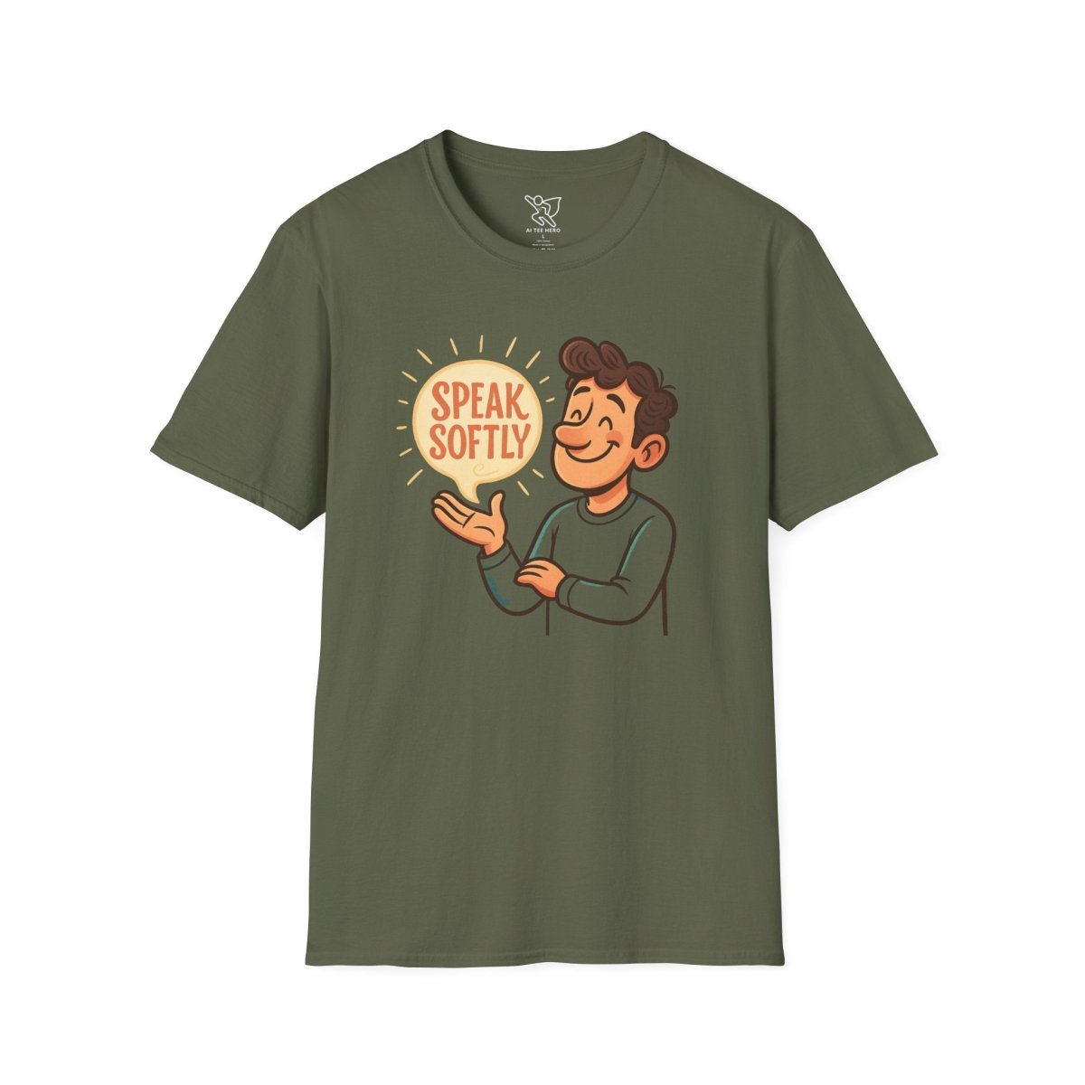 "Speak Softly" Unisex T-Shirt Softstyle Graphic Tee, Mindfulness and Relax Vibe, Inner Peace - MINDSet Collection - AI Tee Hero