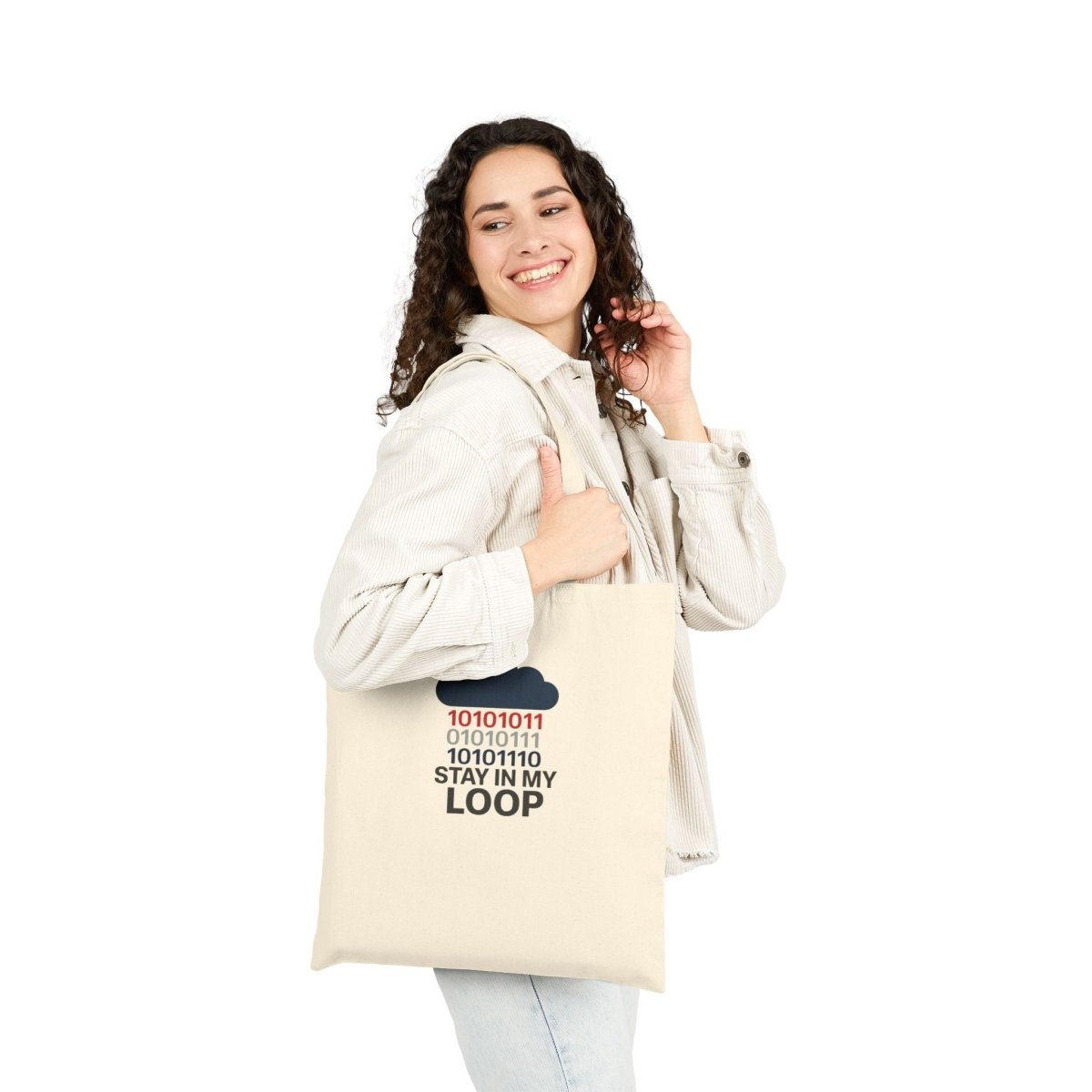 "Stay in My Loop" Cotton Canvas Tote Bag | Geeky Gift, Eco - Friendly Shopping Bag, Programmers Tote, Cute Coding Accessory, Modern Everyday Use - AI Tee Hero
