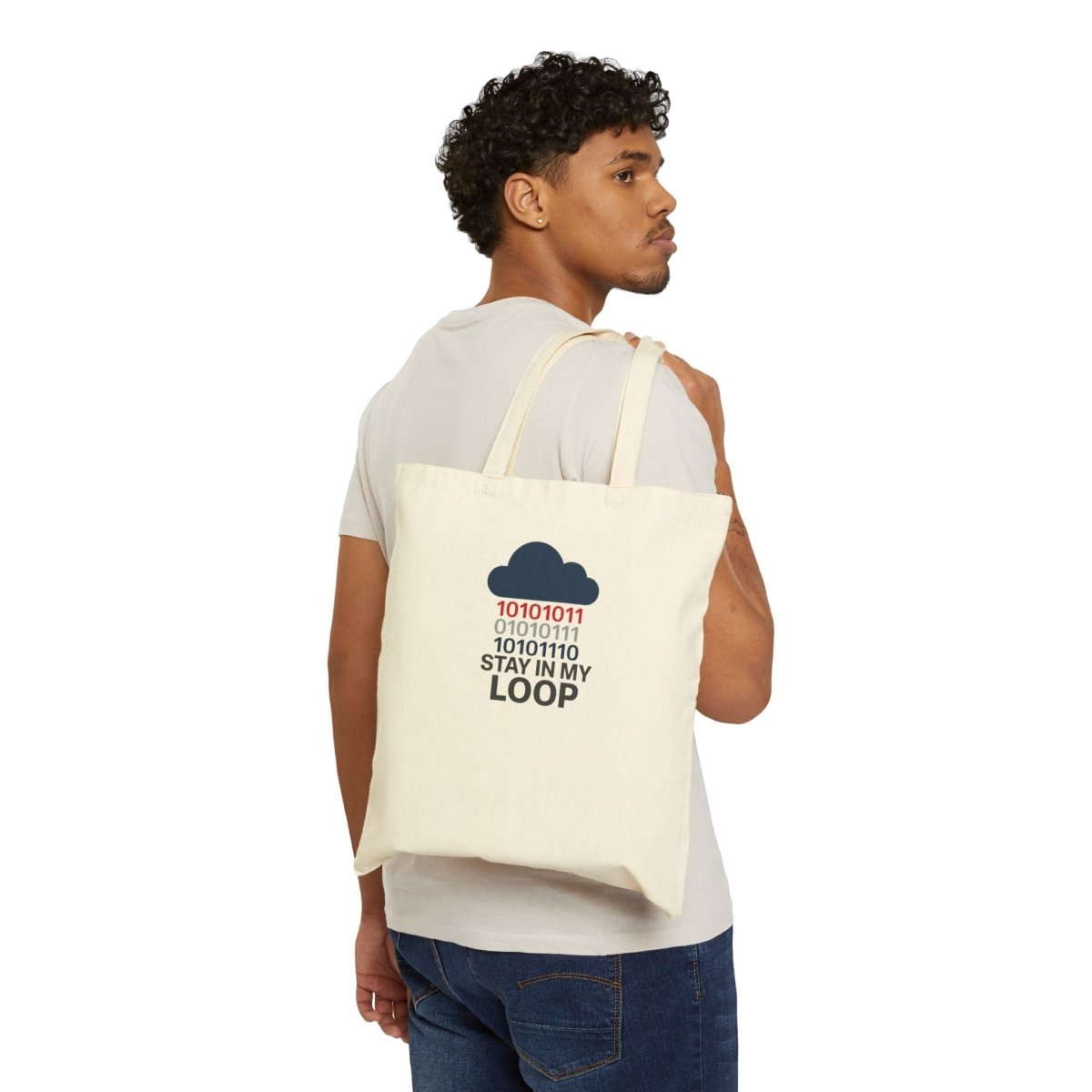 "Stay in My Loop" Cotton Canvas Tote Bag | Geeky Gift, Eco - Friendly Shopping Bag, Programmers Tote, Cute Coding Accessory, Modern Everyday Use - AI Tee Hero