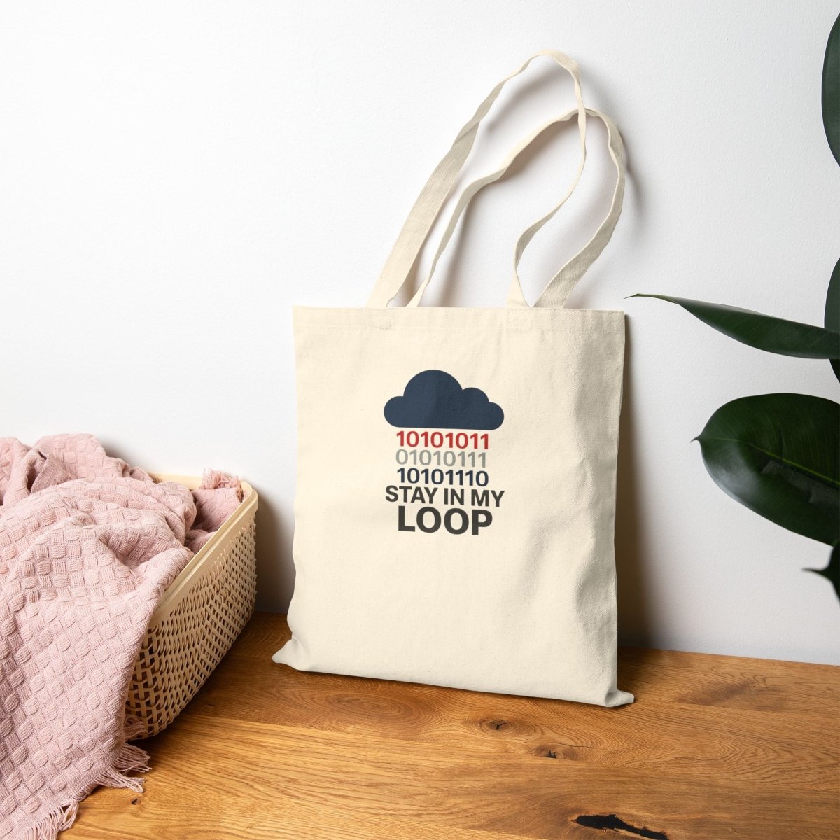 "Stay in My Loop" Cotton Canvas Tote Bag | Geeky Gift, Eco - Friendly Shopping Bag, Programmers Tote, Cute Coding Accessory, Modern Everyday Use - AI Tee Hero