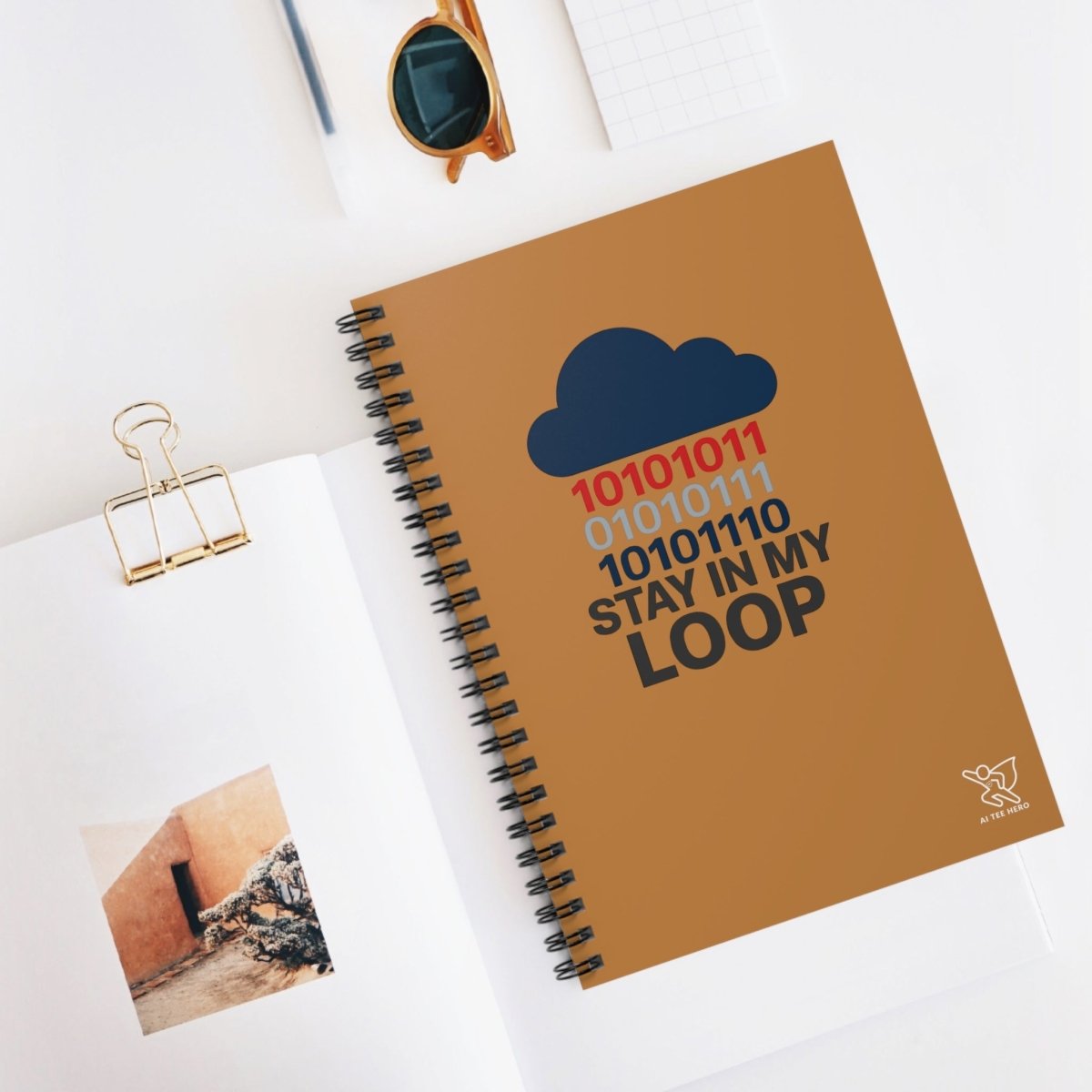 "Stay In My Loop" Spiral Notebook | Tech Lover Journal, Coding Notebook, Gift for Programmers, Geeky Stationery, Funny Office Supplies - AI Tee Hero