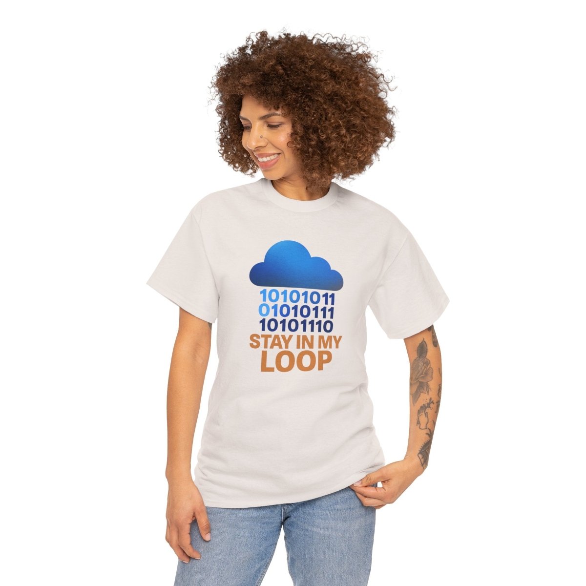 "Stay in My Loop T-Shirt" Tech Humor Shirt, Gift for Coders, Casual Everyday Wear, Cloud Design CW - 2 Orange - AI Tee Hero