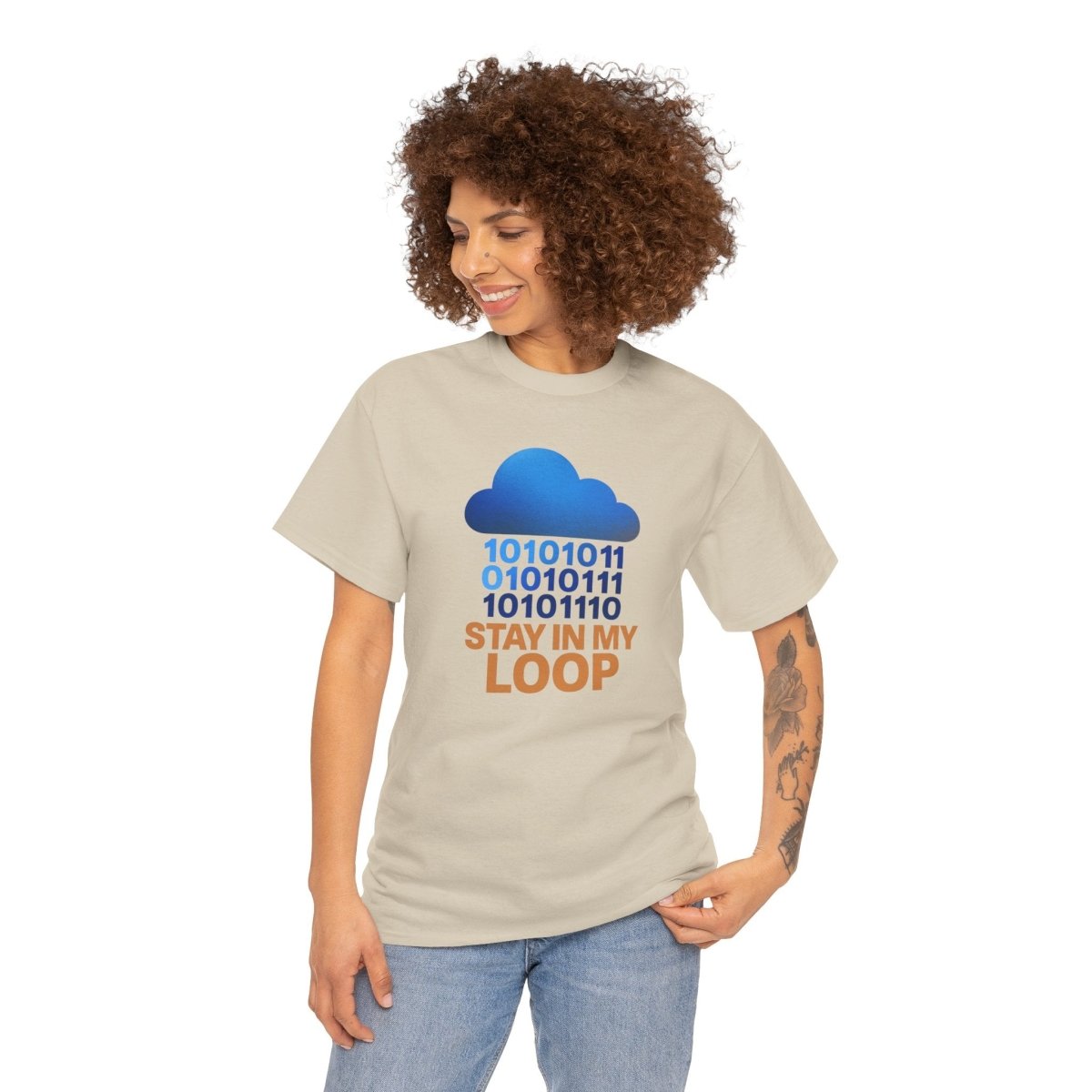 "Stay in My Loop T-Shirt" Tech Humor Shirt, Gift for Coders, Casual Everyday Wear, Cloud Design CW - 2 Orange - AI Tee Hero