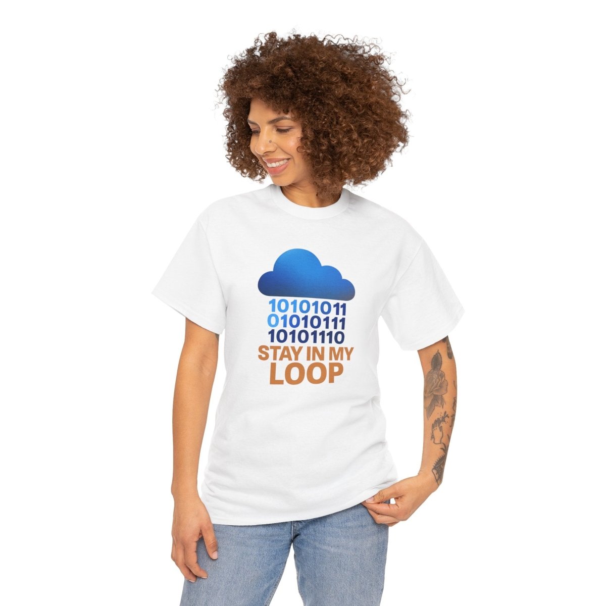 "Stay in My Loop T-Shirt" Tech Humor Shirt, Gift for Coders, Casual Everyday Wear, Cloud Design CW - 2 Orange - AI Tee Hero
