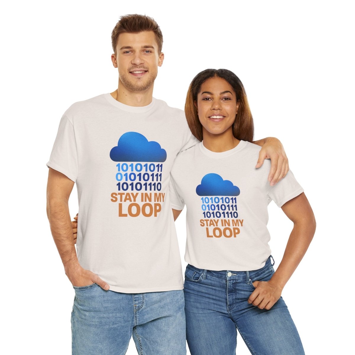 "Stay in My Loop T-Shirt" Tech Humor Shirt, Gift for Coders, Casual Everyday Wear, Cloud Design CW - 2 Orange - AI Tee Hero