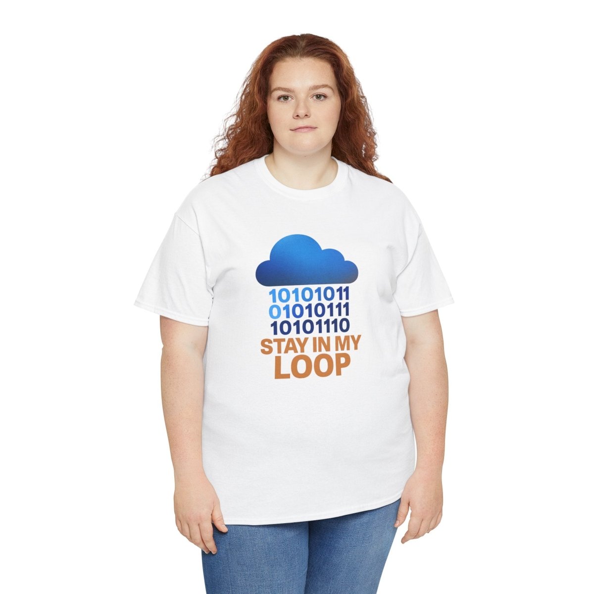 "Stay in My Loop T-Shirt" Tech Humor Shirt, Gift for Coders, Casual Everyday Wear, Cloud Design CW - 2 Orange - AI Tee Hero