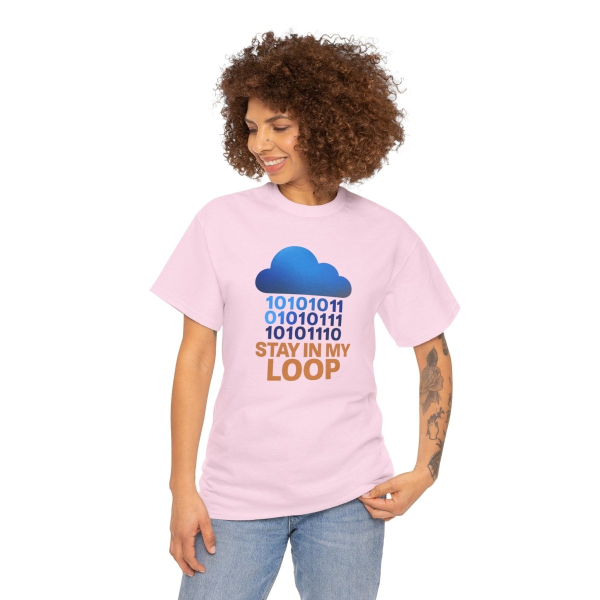 "Stay in My Loop T-Shirt" Tech Humor Shirt, Gift for Coders, Casual Everyday Wear, Cloud Design CW - 2 Orange - AI Tee Hero
