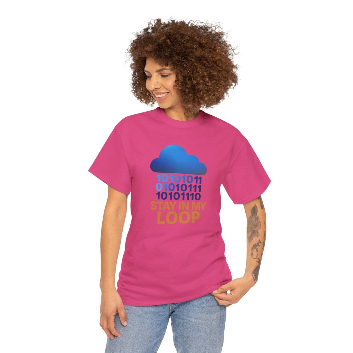 "Stay in My Loop T-Shirt" Tech Humor Shirt, Gift for Coders, Casual Everyday Wear, Cloud Design CW - 2 Orange - AI Tee Hero