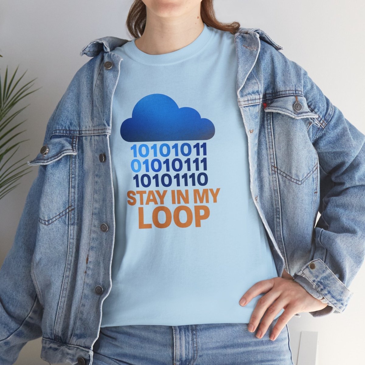 "Stay in My Loop T-Shirt" Tech Humor Shirt, Gift for Coders, Casual Everyday Wear, Cloud Design CW - 2 Orange - AI Tee Hero