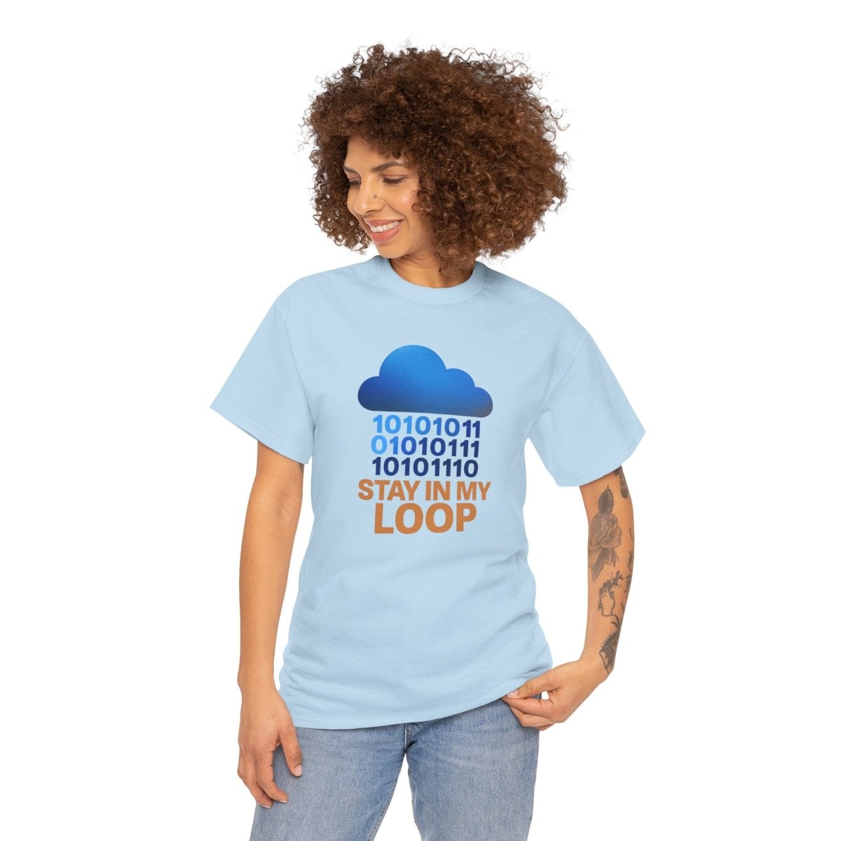 "Stay in My Loop T-Shirt" Tech Humor Shirt, Gift for Coders, Casual Everyday Wear, Cloud Design CW - 2 Orange - AI Tee Hero