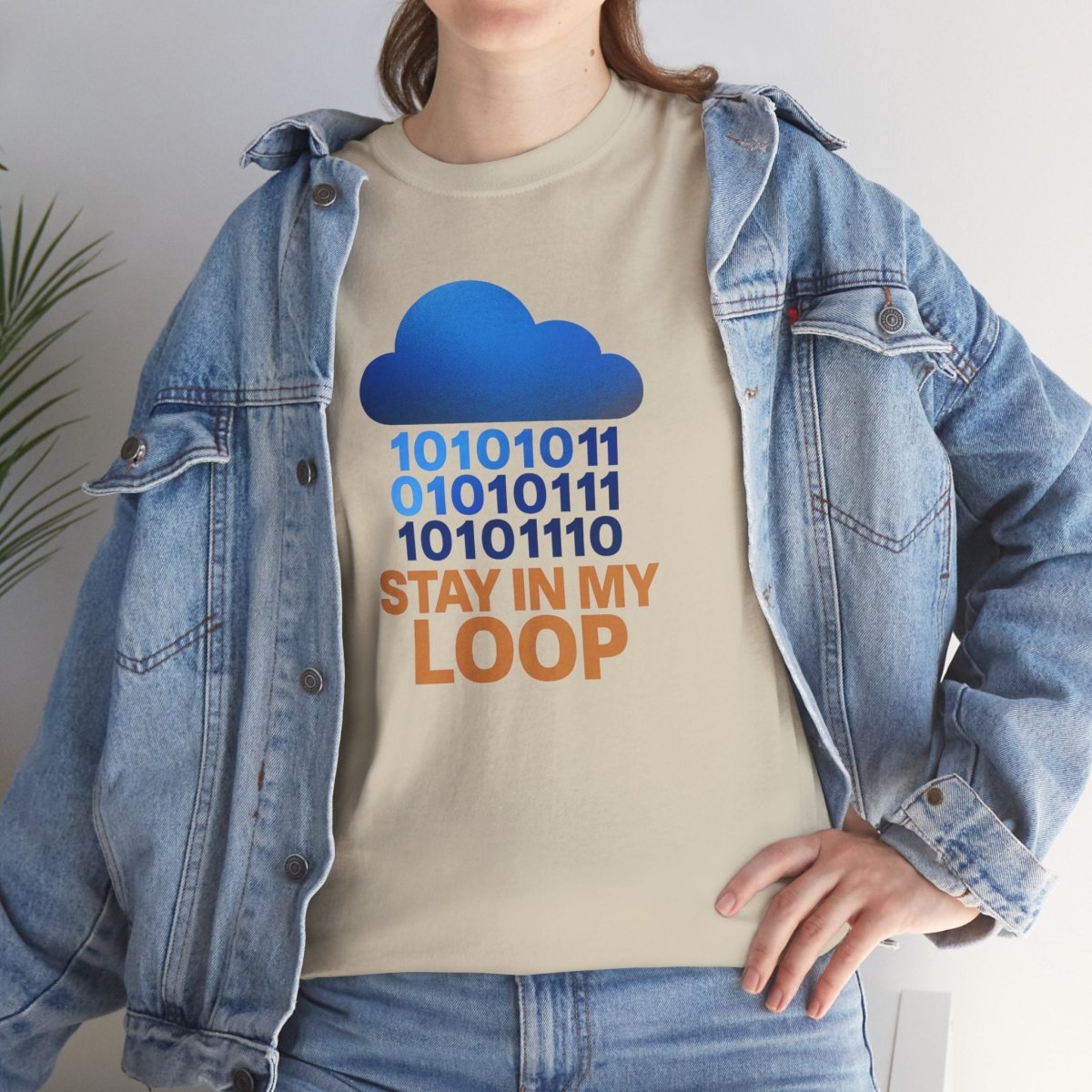 "Stay in My Loop T-Shirt" Tech Humor Shirt, Gift for Coders, Casual Everyday Wear, Cloud Design CW - 2 Orange - AI Tee Hero