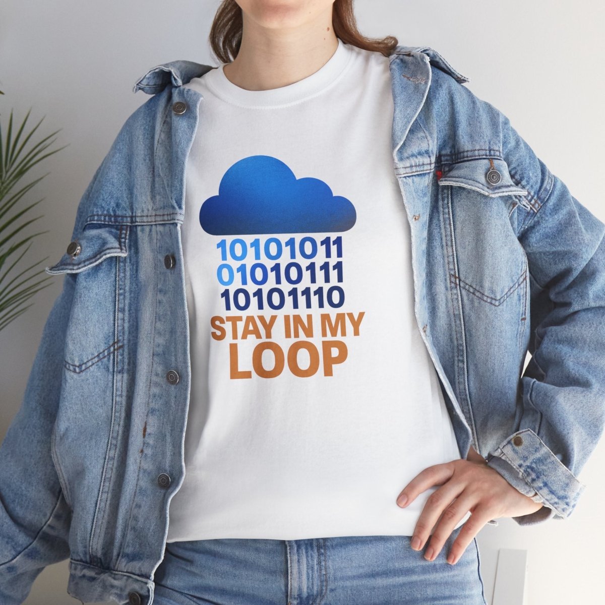 "Stay in My Loop T-Shirt" Tech Humor Shirt, Gift for Coders, Casual Everyday Wear, Cloud Design CW - 2 Orange - AI Tee Hero
