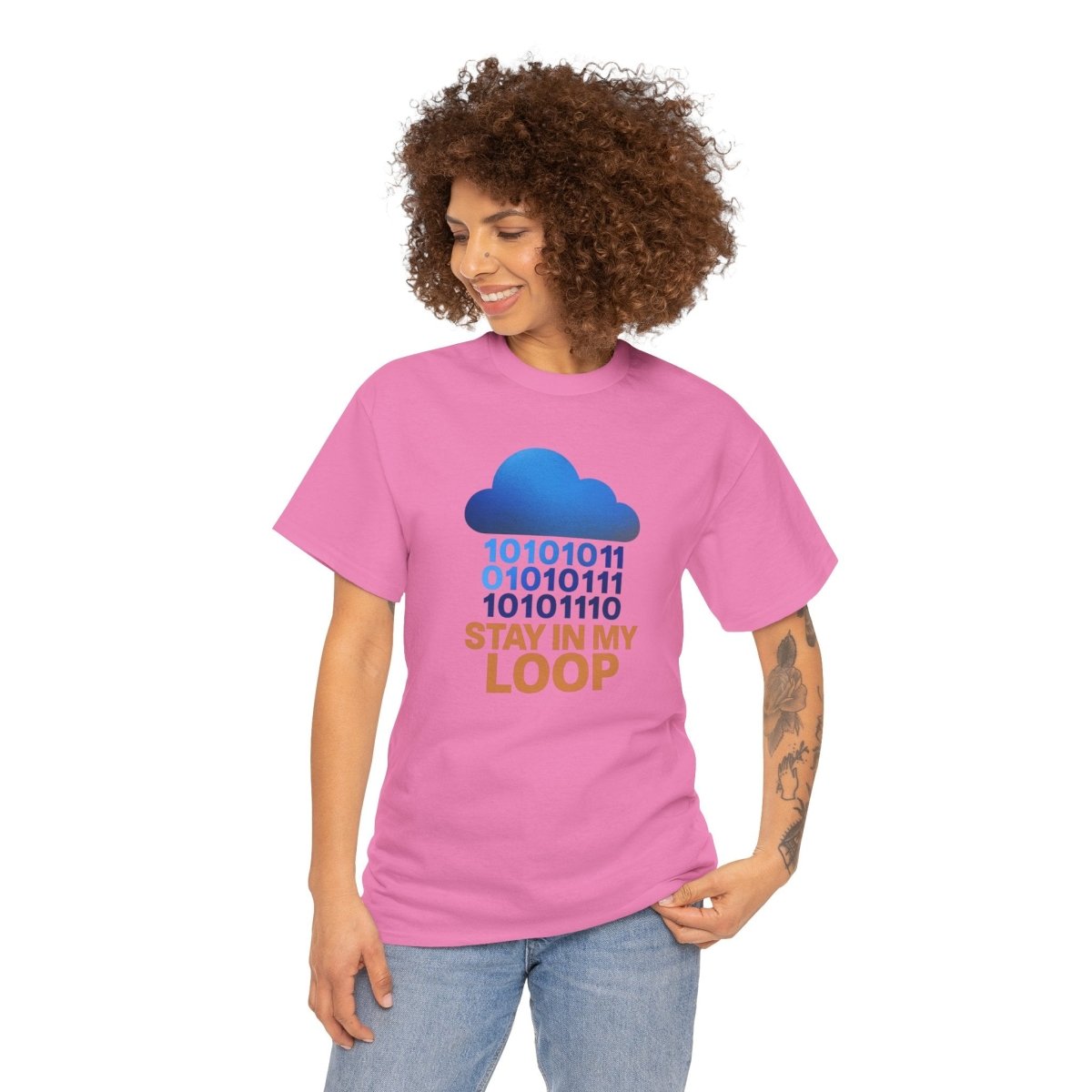 "Stay in My Loop T-Shirt" Tech Humor Shirt, Gift for Coders, Casual Everyday Wear, Cloud Design CW - 2 Orange - AI Tee Hero