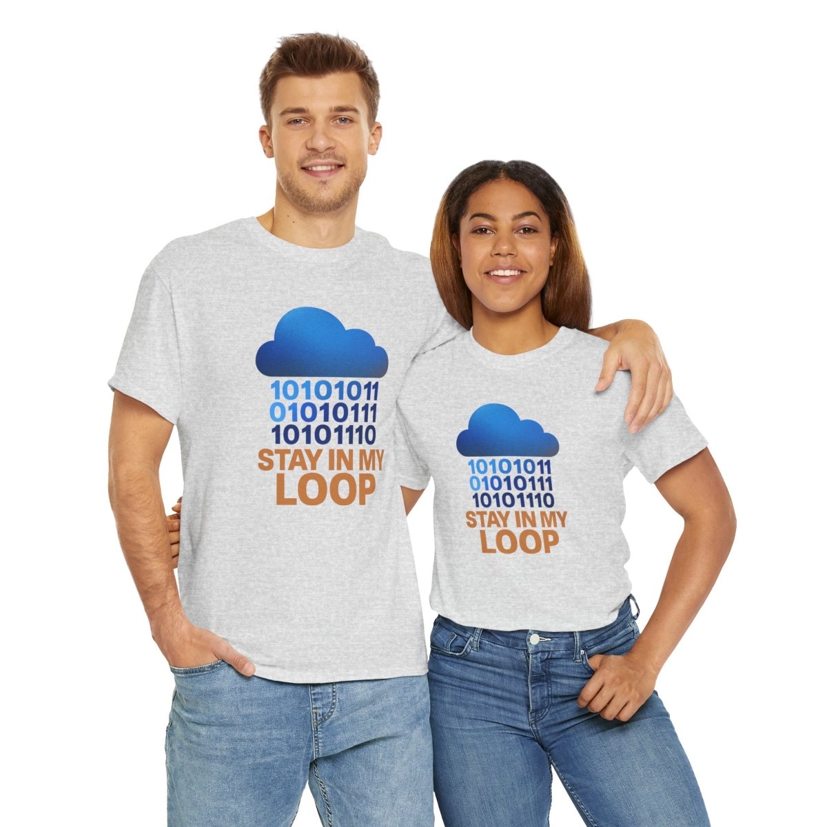 "Stay in My Loop T-Shirt" Tech Humor Shirt, Gift for Coders, Casual Everyday Wear, Cloud Design CW - 2 Orange - AI Tee Hero