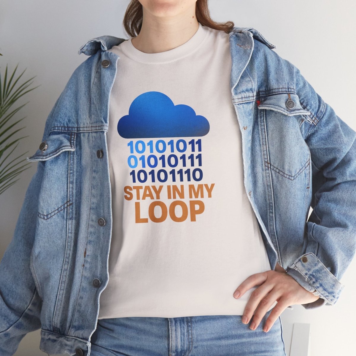 "Stay in My Loop T-Shirt" Tech Humor Shirt, Gift for Coders, Casual Everyday Wear, Cloud Design CW - 2 Orange - AI Tee Hero