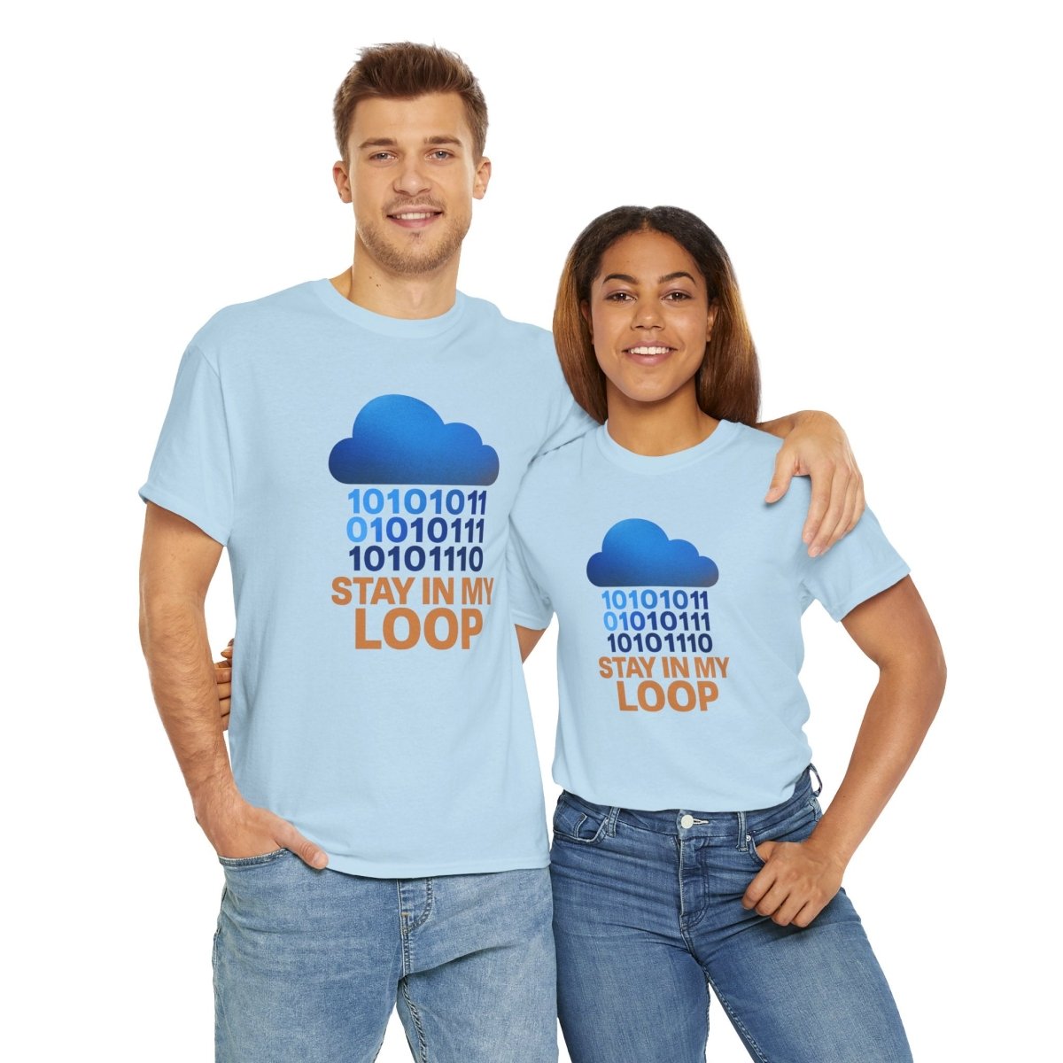 "Stay in My Loop T-Shirt" Tech Humor Shirt, Gift for Coders, Casual Everyday Wear, Cloud Design CW - 2 Orange - AI Tee Hero