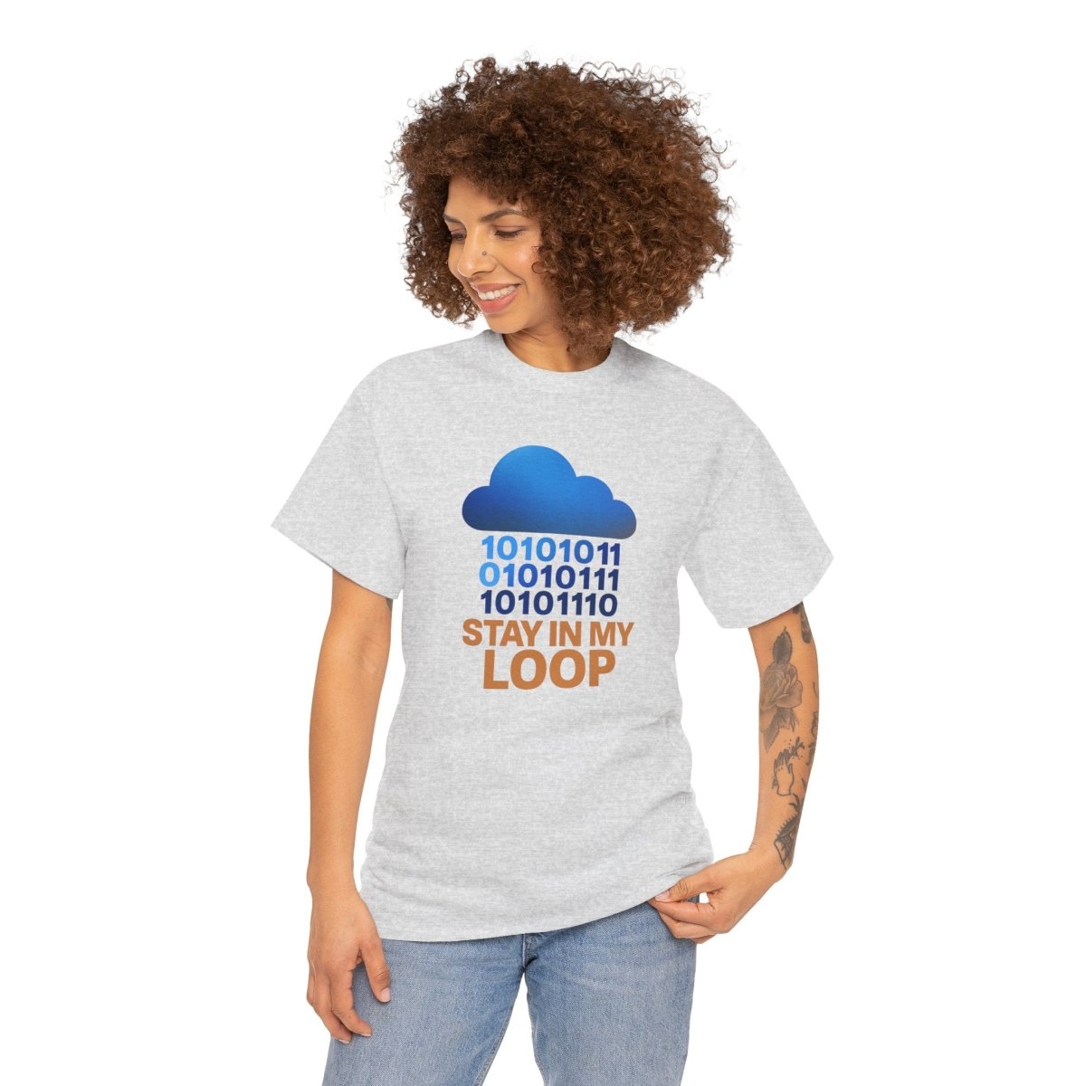 "Stay in My Loop T-Shirt" Tech Humor Shirt, Gift for Coders, Casual Everyday Wear, Cloud Design CW - 2 Orange - AI Tee Hero