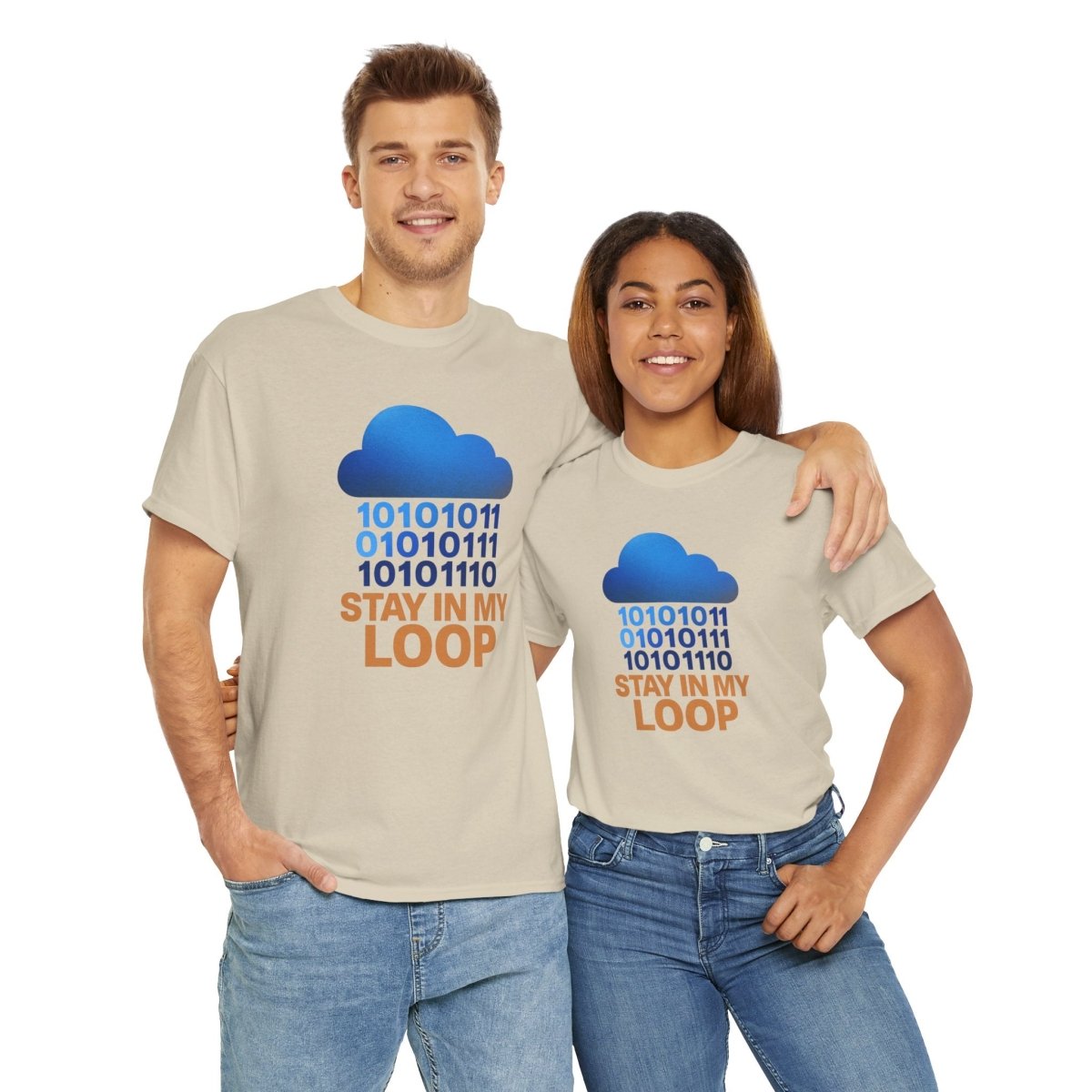 "Stay in My Loop T-Shirt" Tech Humor Shirt, Gift for Coders, Casual Everyday Wear, Cloud Design CW - 2 Orange - AI Tee Hero