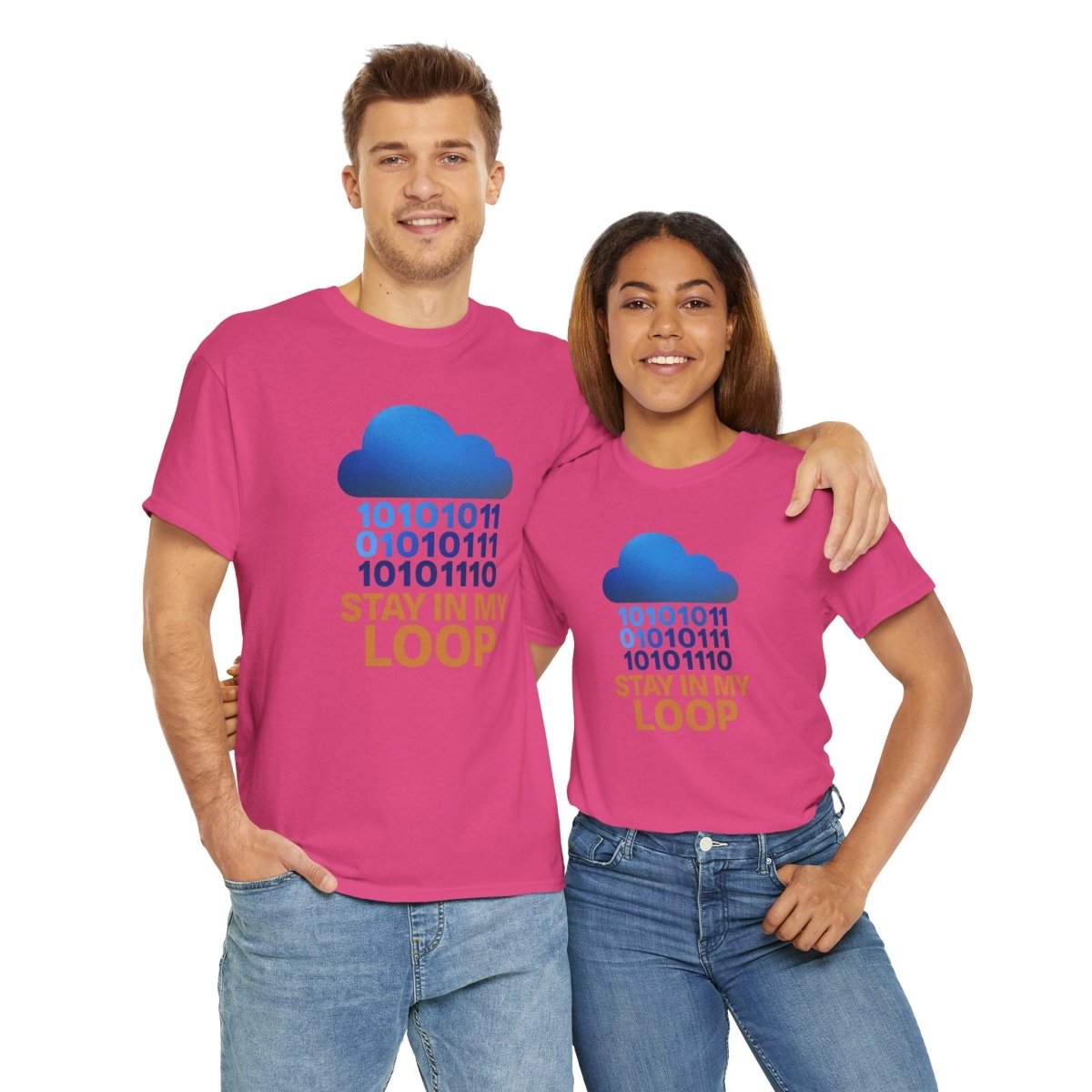 "Stay in My Loop T-Shirt" Tech Humor Shirt, Gift for Coders, Casual Everyday Wear, Cloud Design CW - 2 Orange - AI Tee Hero
