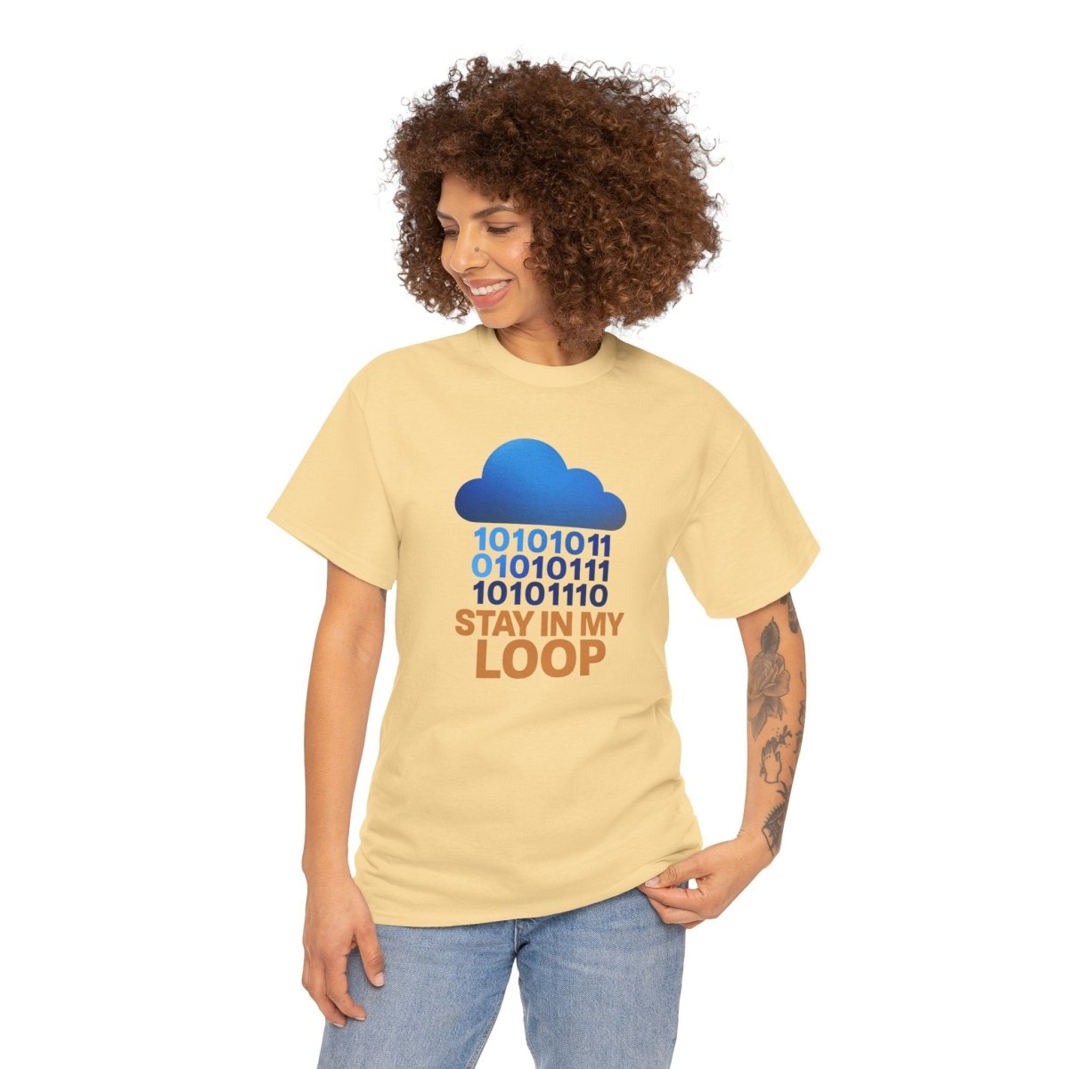 "Stay in My Loop T-Shirt" Tech Humor Shirt, Gift for Coders, Casual Everyday Wear, Cloud Design CW - 2 Orange - AI Tee Hero