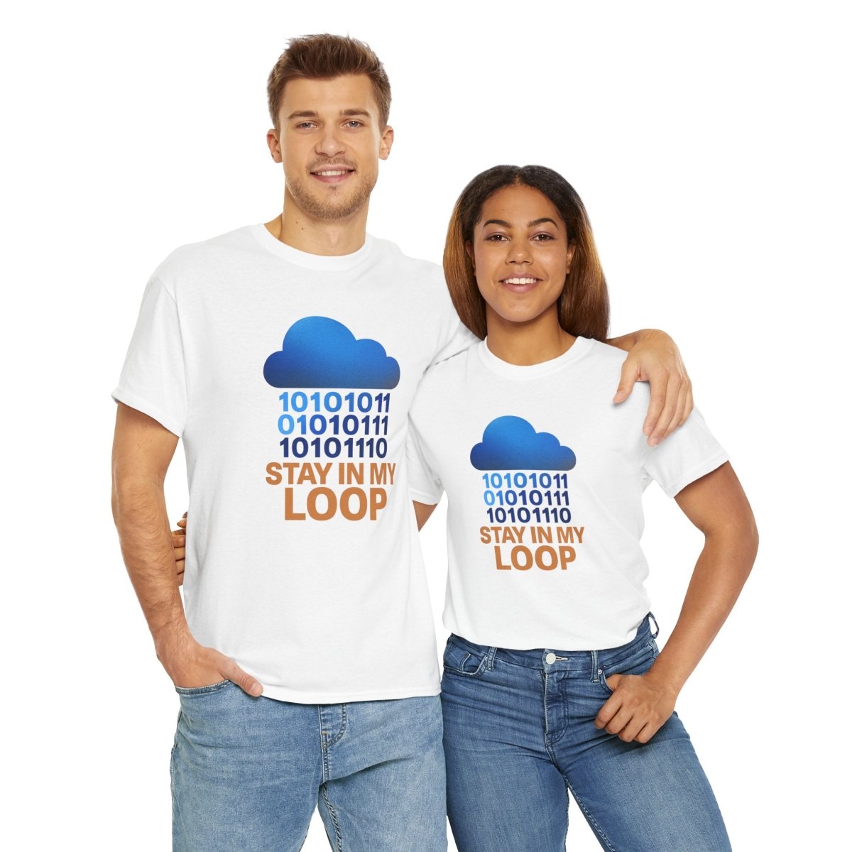 "Stay in My Loop T-Shirt" Tech Humor Shirt, Gift for Coders, Casual Everyday Wear, Cloud Design CW - 2 Orange - AI Tee Hero