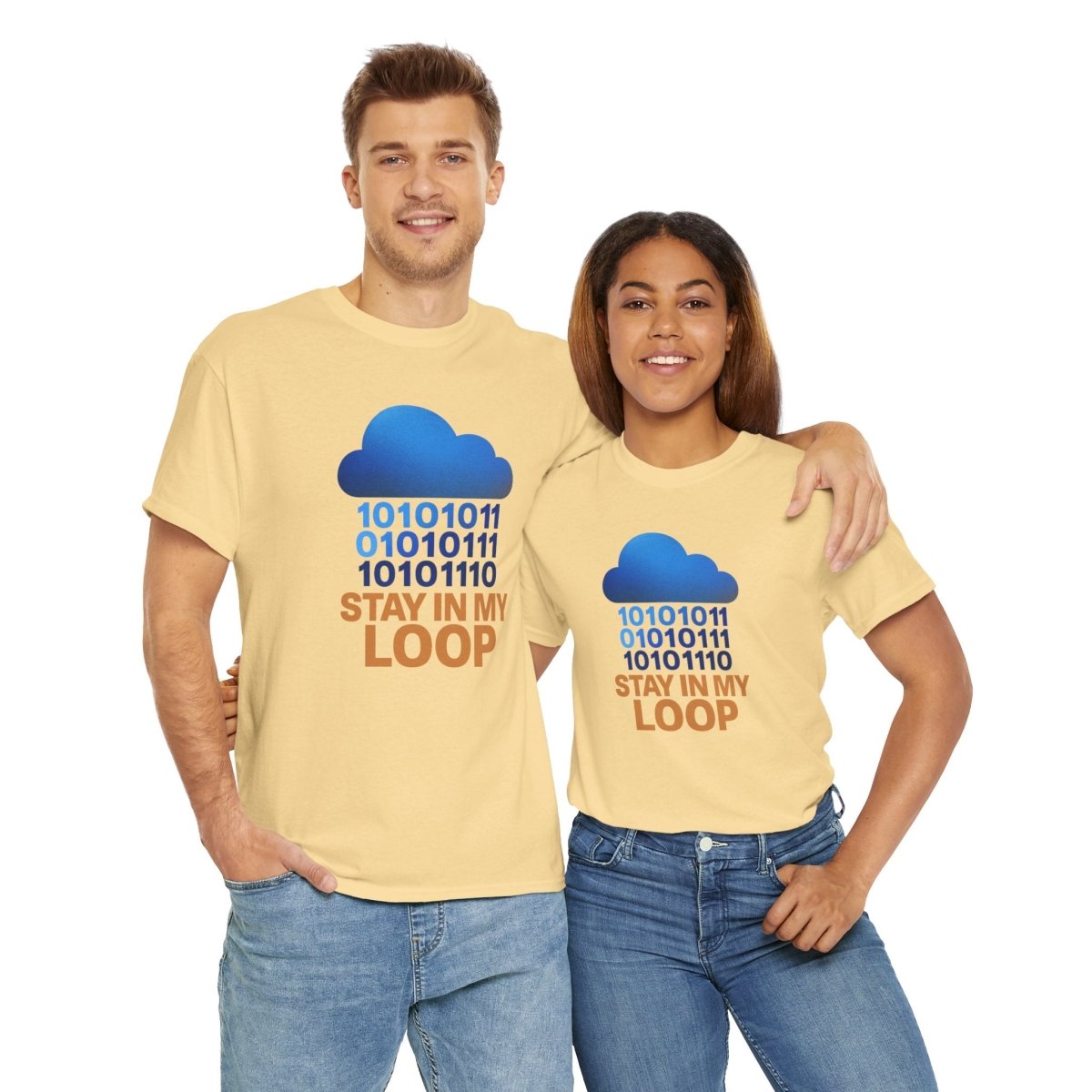 "Stay in My Loop T-Shirt" Tech Humor Shirt, Gift for Coders, Casual Everyday Wear, Cloud Design CW - 2 Orange - AI Tee Hero