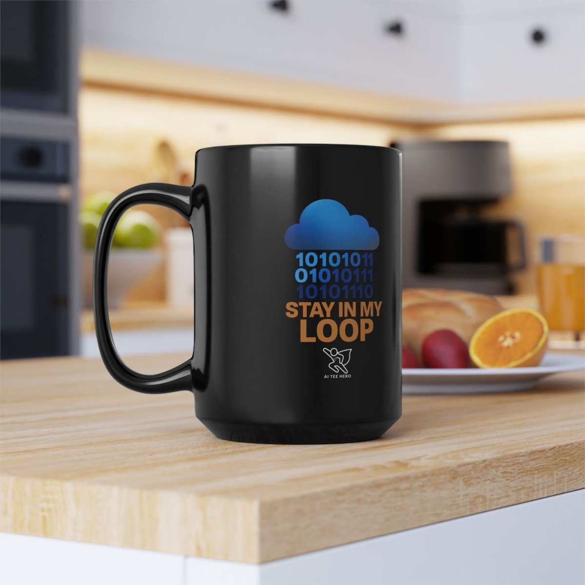 "Stay in My Loop" Tech - Inspired Black Mug, Stay in My Loop Coffee Cup, Geeky Gift for Programmers, Unique Office Accessory, Cool Gadget Lover's Mug - AI Tee Hero