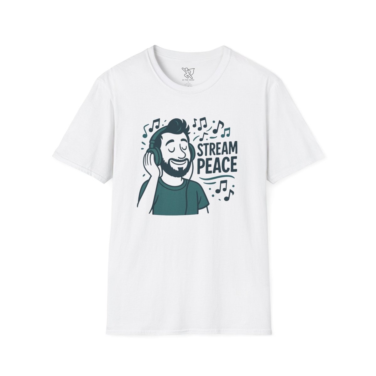 "Stream Peace" Unisex Softstyle T-Shirt - Stream Peace, Music Lover Gift, Casual Wear, Relaxation Tee, Music Streaming Shirt - MINDSet Collection - AI Tee Hero