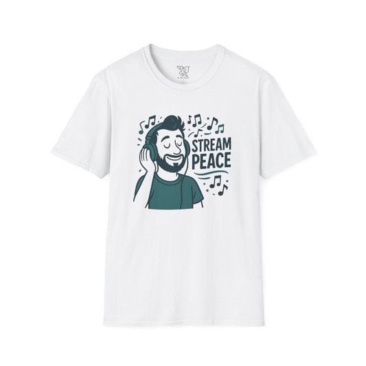 "Stream Peace" Unisex Softstyle T-Shirt - Stream Peace, Music Lover Gift, Casual Wear, Relaxation Tee, Music Streaming Shirt - MINDSet Collection - AI Tee Hero