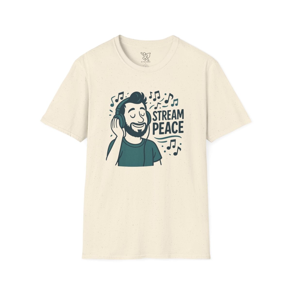 "Stream Peace" Unisex Softstyle T-Shirt - Stream Peace, Music Lover Gift, Casual Wear, Relaxation Tee, Music Streaming Shirt - MINDSet Collection - AI Tee Hero