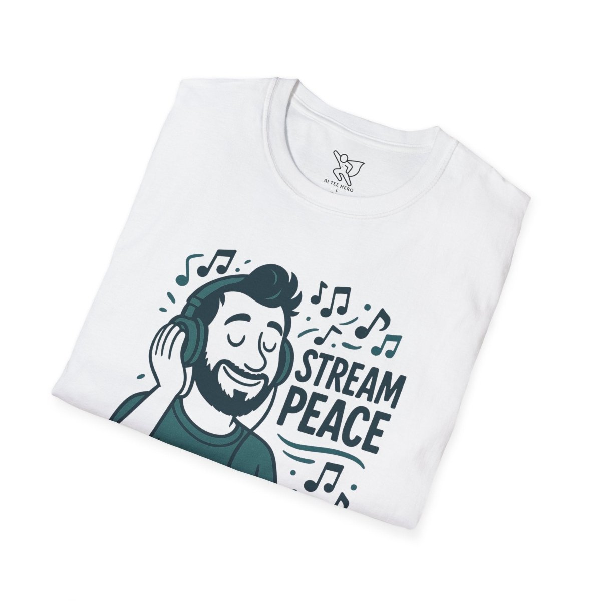 "Stream Peace" Unisex Softstyle T-Shirt - Stream Peace, Music Lover Gift, Casual Wear, Relaxation Tee, Music Streaming Shirt - MINDSet Collection - AI Tee Hero