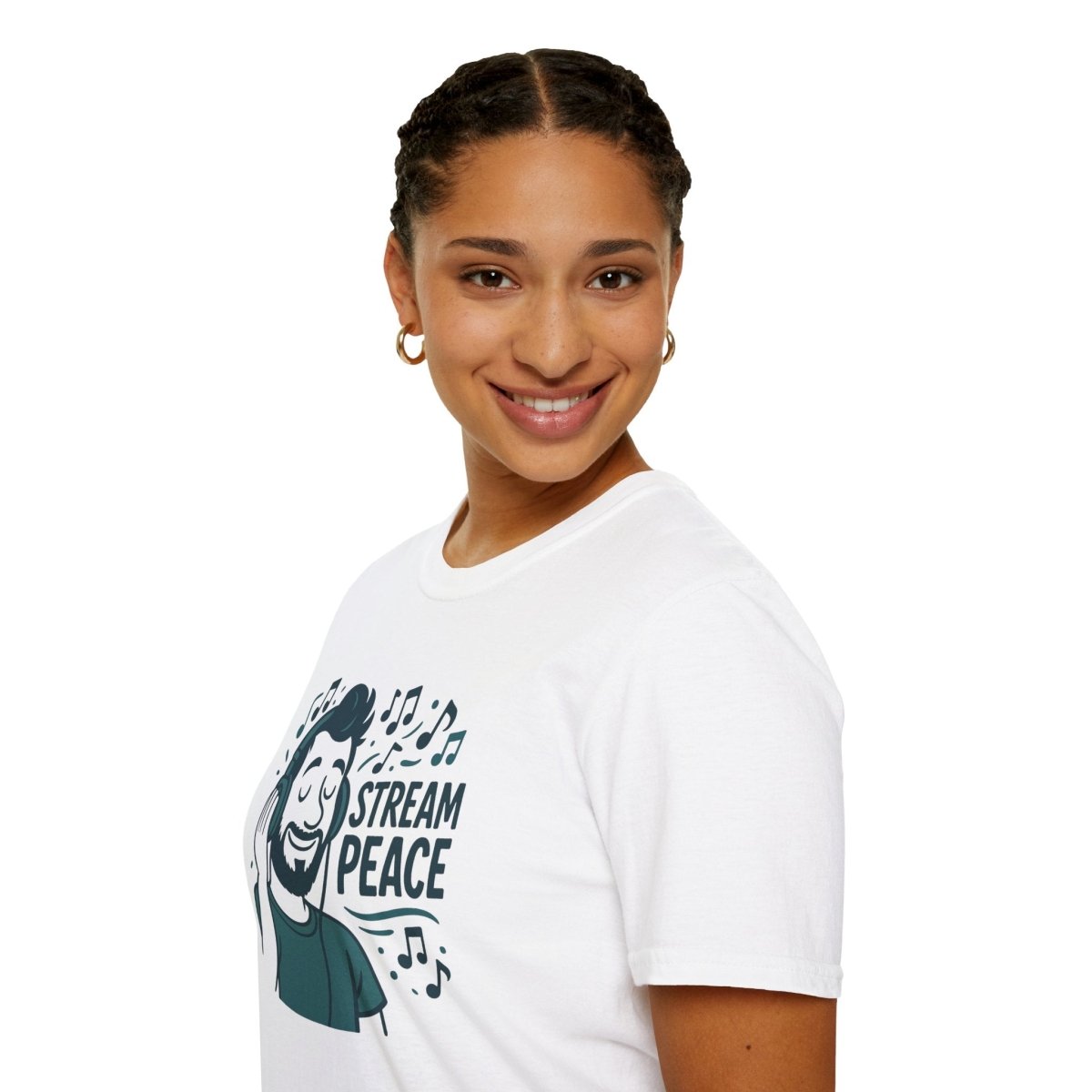 "Stream Peace" Unisex Softstyle T-Shirt - Stream Peace, Music Lover Gift, Casual Wear, Relaxation Tee, Music Streaming Shirt - MINDSet Collection - AI Tee Hero