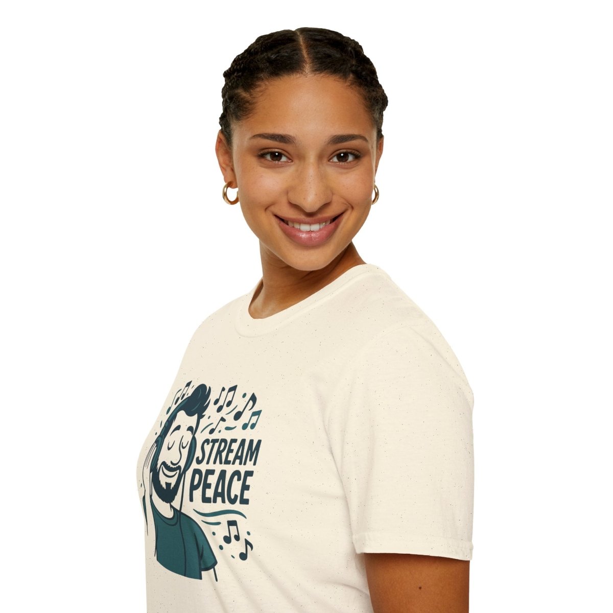"Stream Peace" Unisex Softstyle T-Shirt - Stream Peace, Music Lover Gift, Casual Wear, Relaxation Tee, Music Streaming Shirt - MINDSet Collection - AI Tee Hero