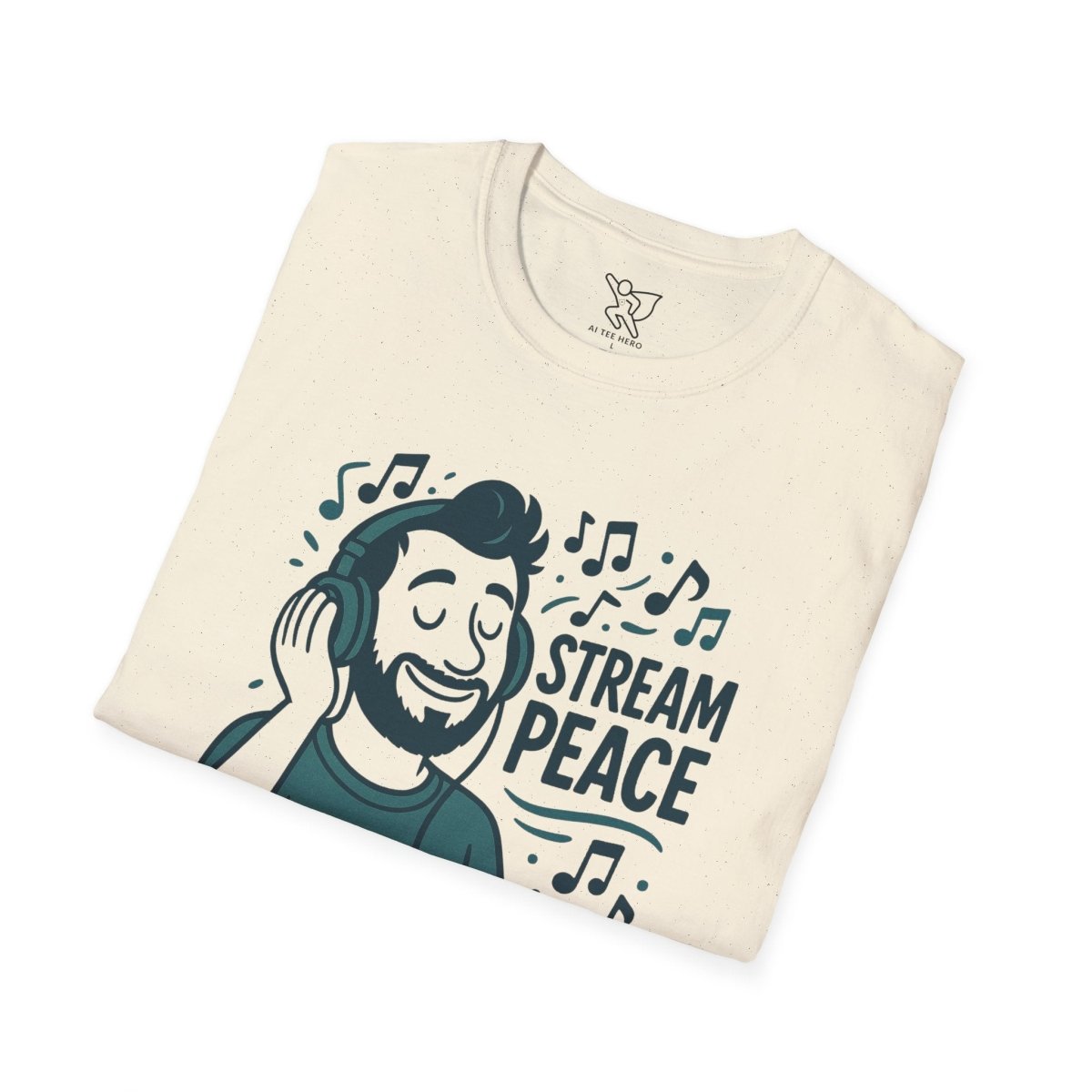"Stream Peace" Unisex Softstyle T-Shirt - Stream Peace, Music Lover Gift, Casual Wear, Relaxation Tee, Music Streaming Shirt - MINDSet Collection - AI Tee Hero