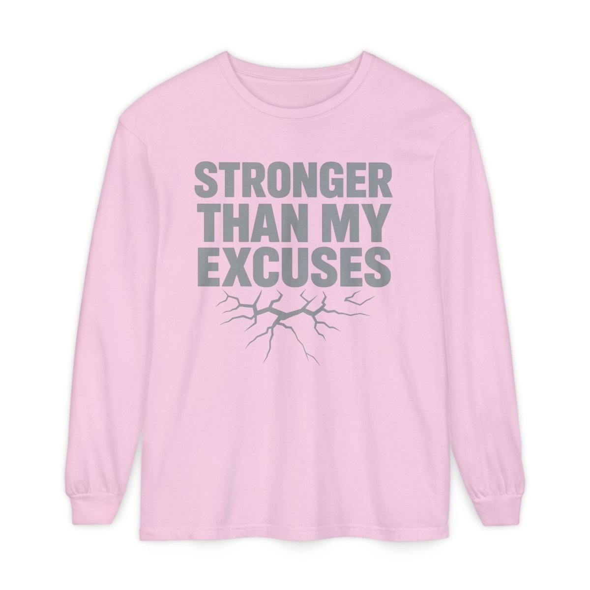 "Stronger Than My Excuses" Empowering Long Sleeve T-Shirt, Motivational Shirt for Fitness, Casual Wear, Gift for Friends, Workout Apparel, Quotes Tee - AI Tee Hero
