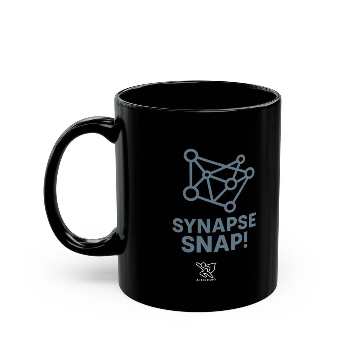 "Synapse Snap!" Black Coffee Mug - Brainy Gift for Science Lovers, Unique Office Decor, Chemistry & Psychology Enthusiasts - AI Tee Hero