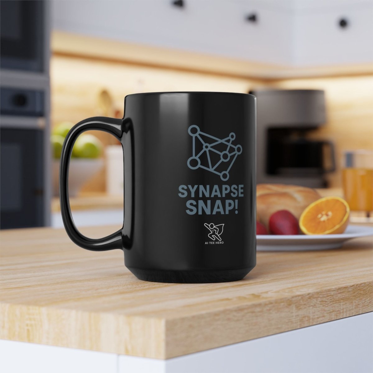 "Synapse Snap!" Black Coffee Mug - Brainy Gift for Science Lovers, Unique Office Decor, Chemistry & Psychology Enthusiasts - AI Tee Hero