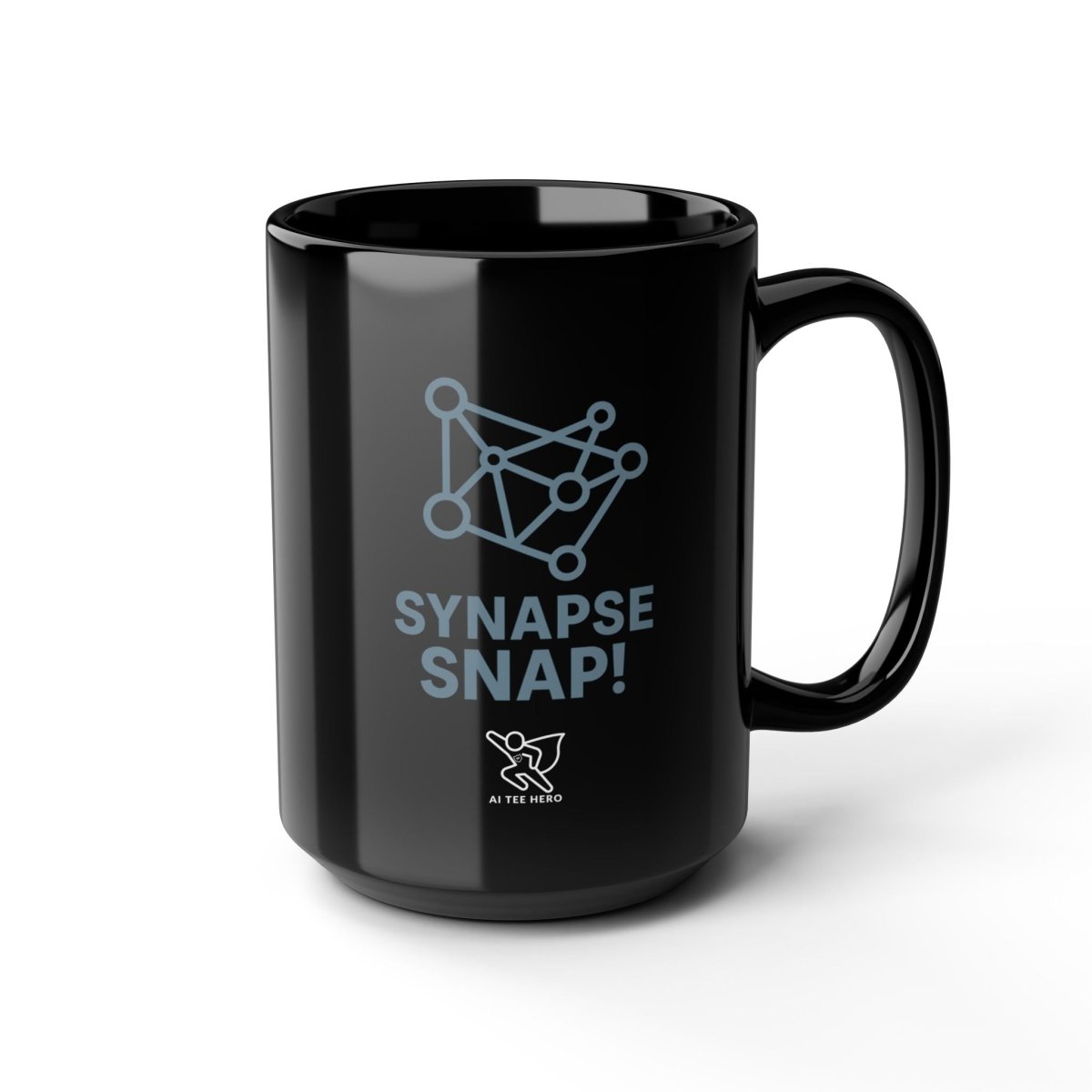 "Synapse Snap!" Black Coffee Mug - Brainy Gift for Science Lovers, Unique Office Decor, Chemistry & Psychology Enthusiasts - AI Tee Hero