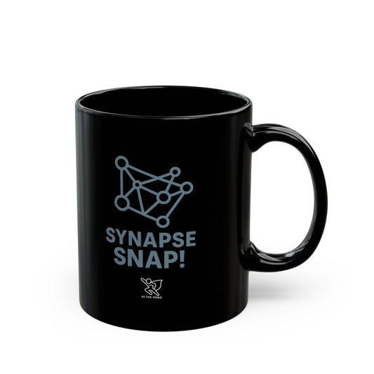 "Synapse Snap!" Black Coffee Mug - Brainy Gift for Science Lovers, Unique Office Decor, Chemistry & Psychology Enthusiasts - AI Tee Hero
