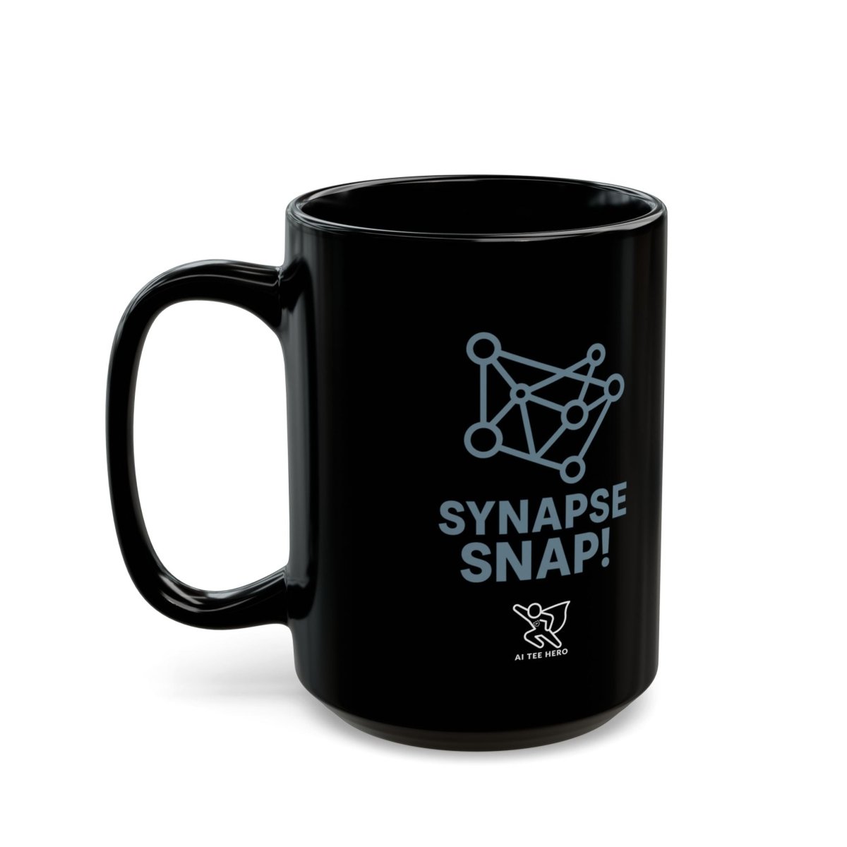 "Synapse Snap!" Black Coffee Mug - Brainy Gift for Science Lovers, Unique Office Decor, Chemistry & Psychology Enthusiasts - AI Tee Hero