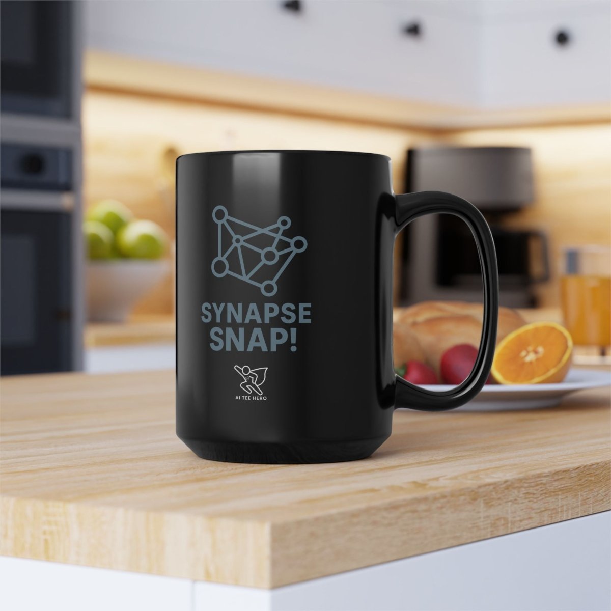 "Synapse Snap!" Black Coffee Mug - Brainy Gift for Science Lovers, Unique Office Decor, Chemistry & Psychology Enthusiasts - AI Tee Hero