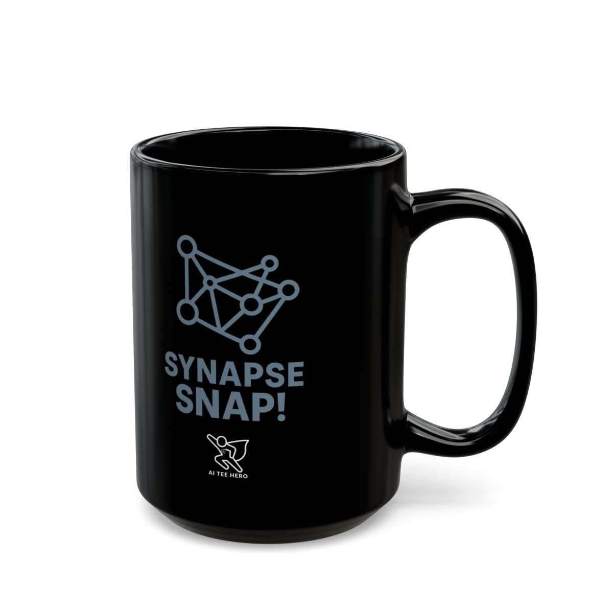 "Synapse Snap!" Black Coffee Mug - Brainy Gift for Science Lovers, Unique Office Decor, Chemistry & Psychology Enthusiasts - AI Tee Hero
