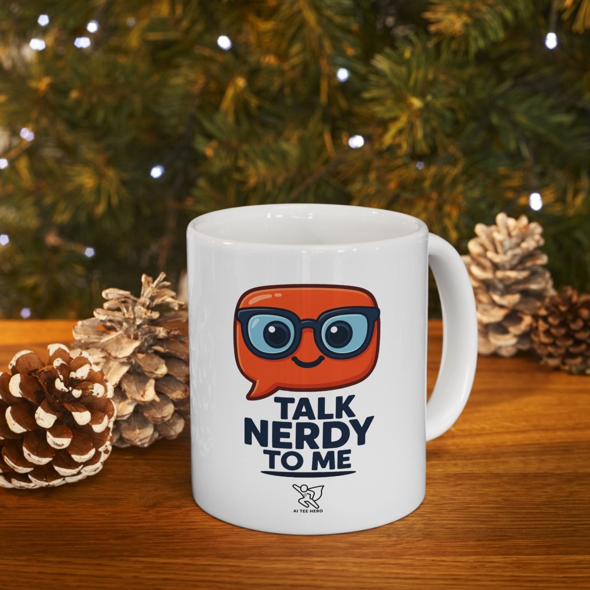 "Talk Nerdy to Me" Ceramic Mug, Fun Gift for Geeks, Coffee Lover's Mug, Unique Office Decor, Quirky Birthday Gift, 11oz/15oz Options - AI Tee Hero