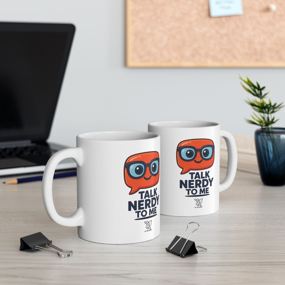 "Talk Nerdy to Me" Ceramic Mug, Fun Gift for Geeks, Coffee Lover's Mug, Unique Office Decor, Quirky Birthday Gift, 11oz/15oz Options - AI Tee Hero